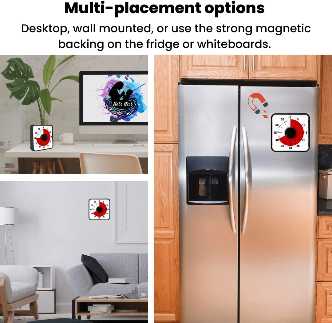 60-Minute Visual Countdown Timer for Kids and Adults, Classroom Time Management Clock (Large, Black) image number 6