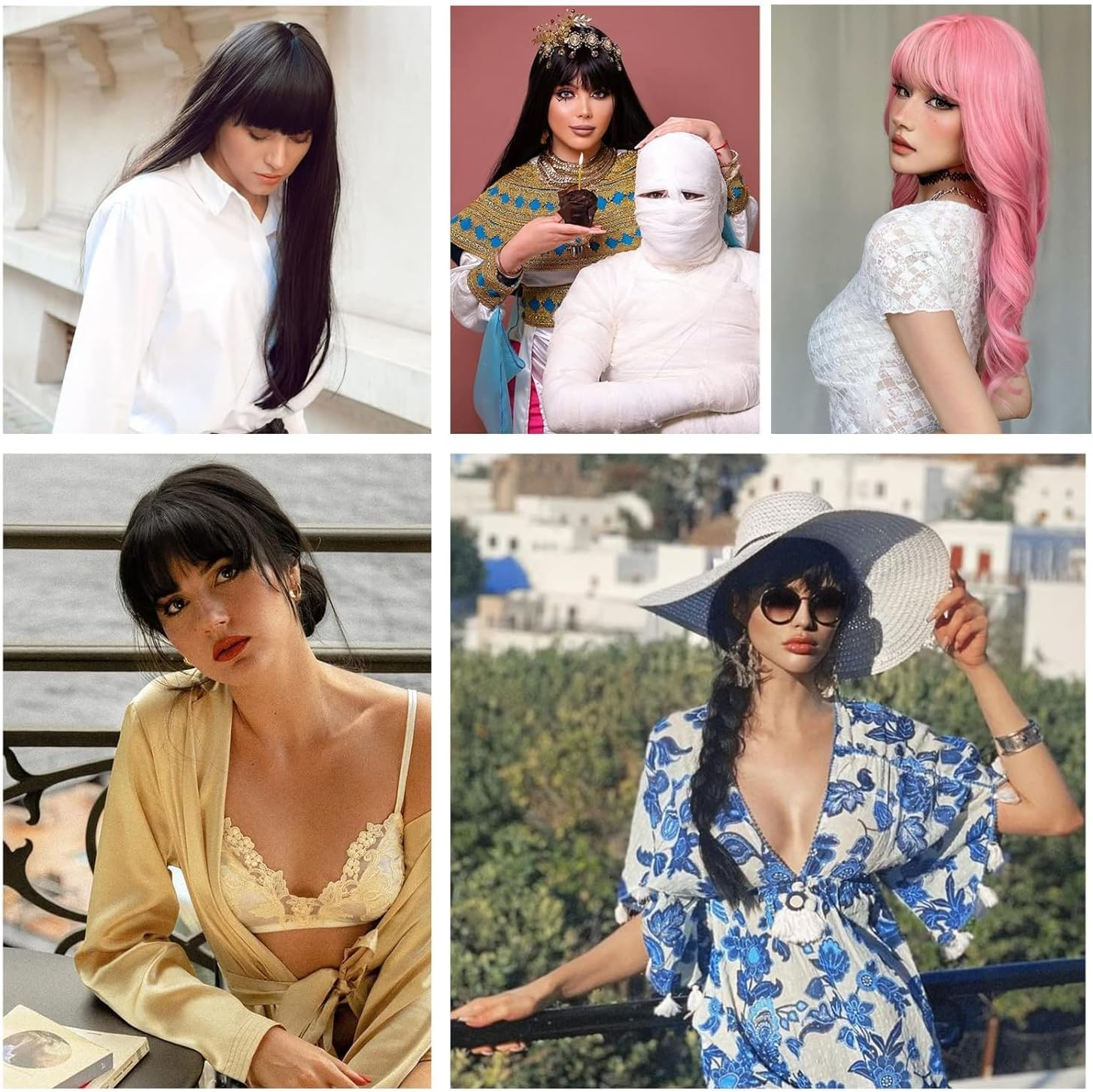 XILIYAI Long Black Straight Wigs for Women 26 Inch Glueless Realistic Synthetic Wig with Bangs Heat Resistant Natural Layered Wig for Girls Daily Party Cosplay - Black-Wavy image number 2