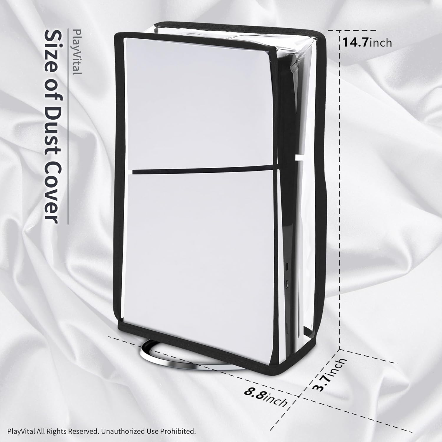 Playvital Vertical Dust Cover for Ps5 Slim Disc Edition(The New Smaller Design), Transparent Dust Proof Protector Waterproof Cover Sleeve for Ps5 Slim Console
