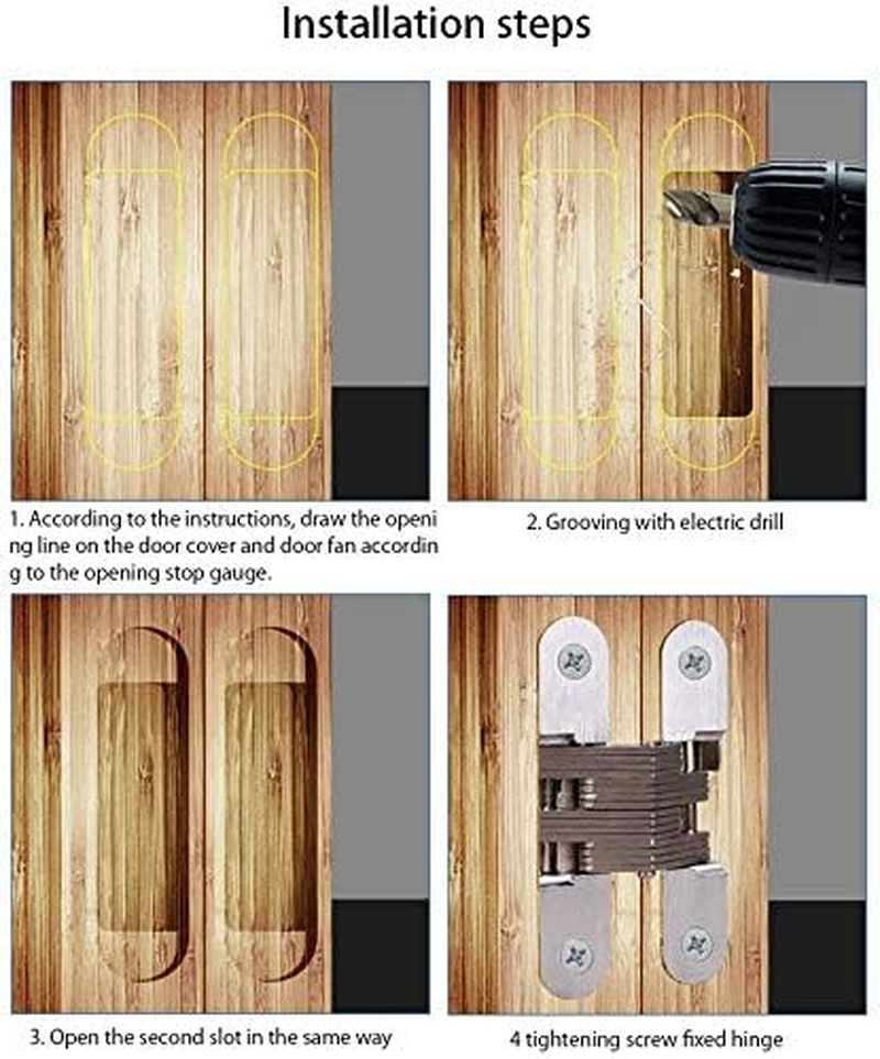 Pair of 3-3/4'' Hidden Gate Hinge Stainless Steel Invisible Door Hinges Concealed Barrel Wooden Box Silver (2Pcs) image number 2