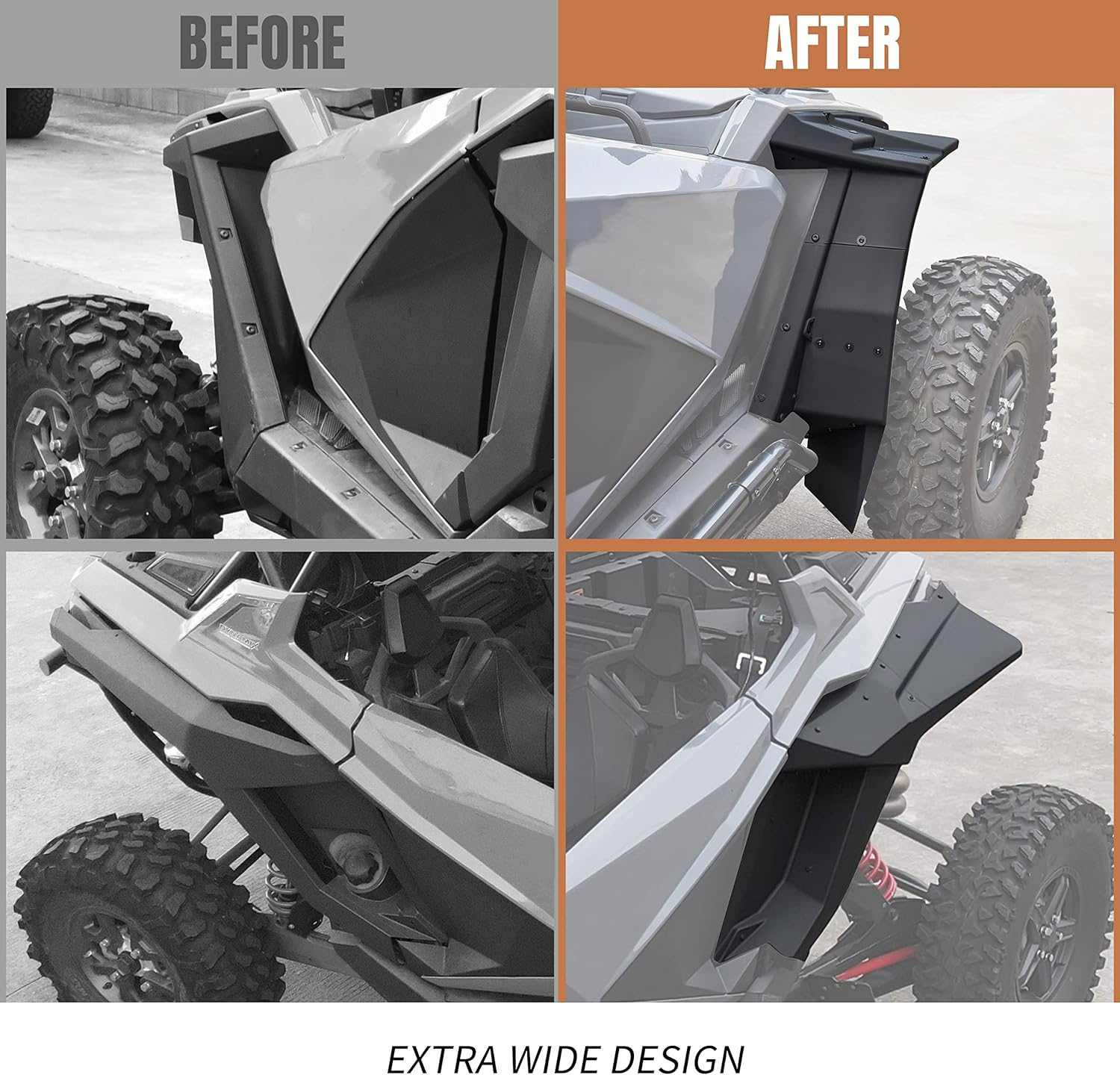 Combined Fender Flares for 2020-2022 Polaris RZR PRO XP, 2022 RZR Pro R, 2022 RZR Turbo R, Replace OEM #2884685 (KTI-030112-001) image number 2