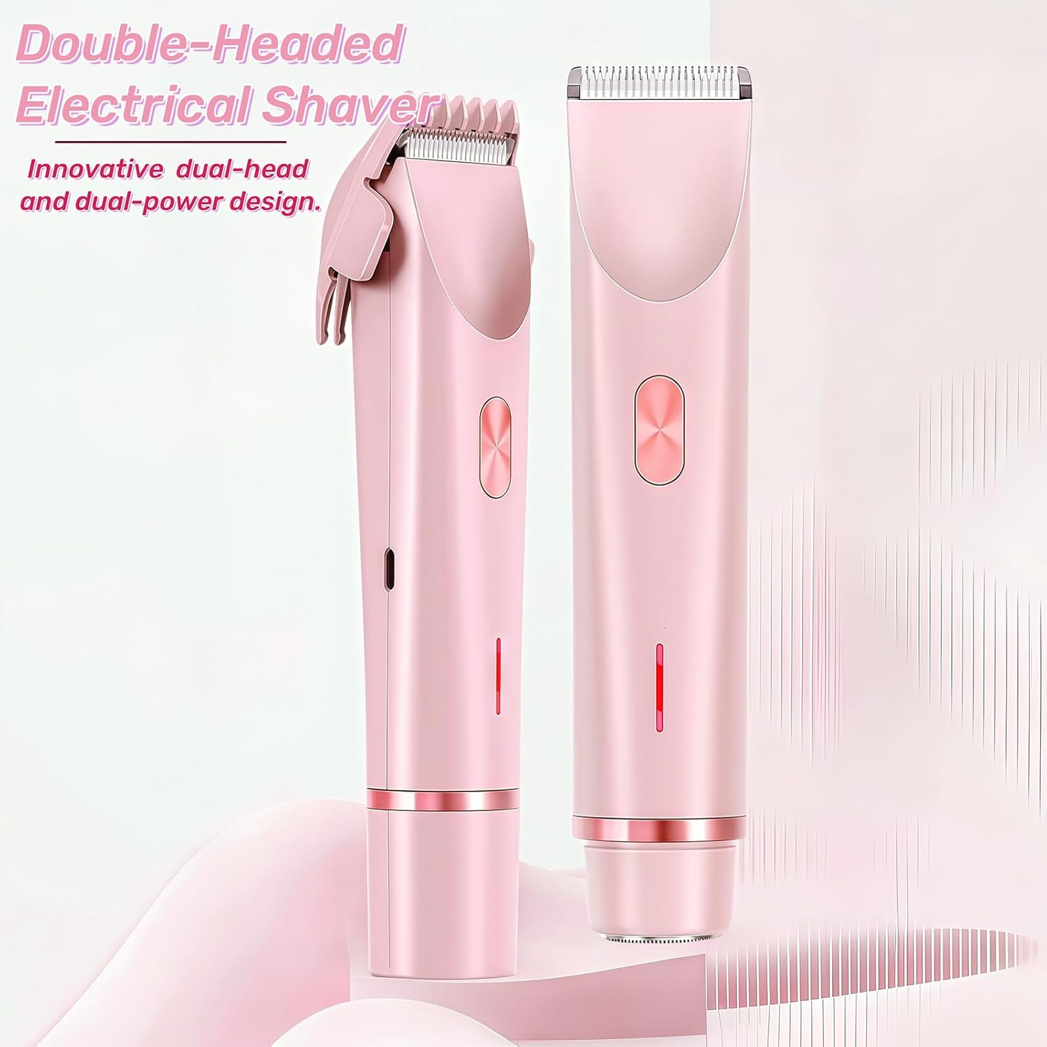 2 in 1 Electric Razors for Women, 2025 New Bikini Trimmer for Women,Rechargeable Bikini Shaver, Waterproof Dual Head Shaver, Painless Hair Removal (Coral Pink) image number 1