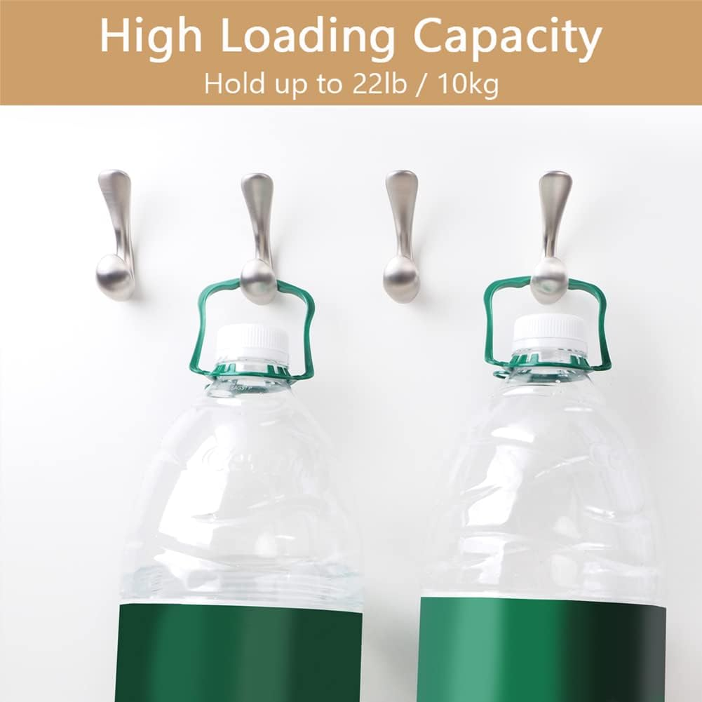 Metaliby 4 Pack Towel Hooks for Bathrooms Wall Mounted, Brushed Nickel Bathroom Hooks for Towels, Robe & Towel Hook for Wall, Modern Bath Towel Hook image number 2