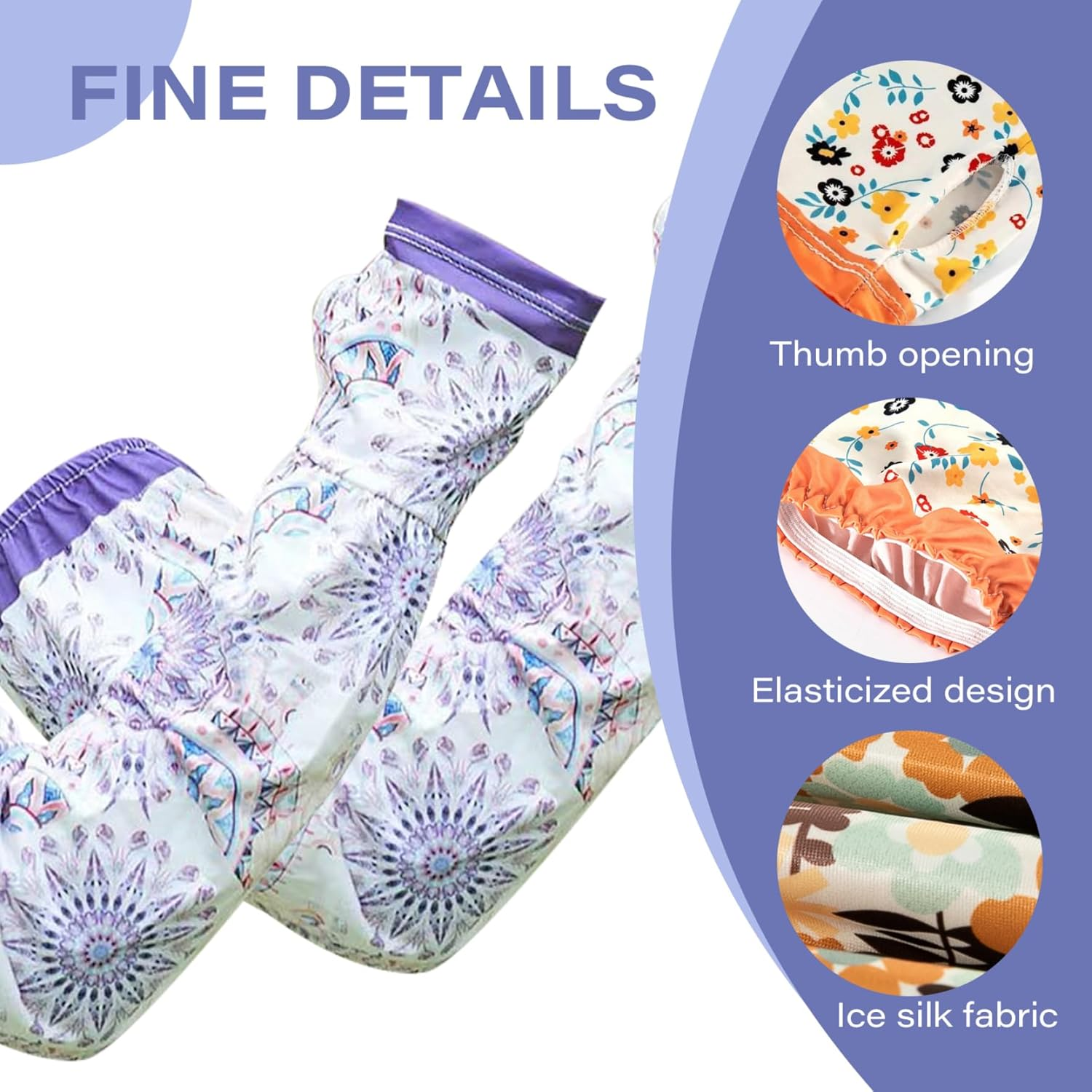 Gardening Cooling Arm Sleeves Floral UV Cooling Arm Sleeves Farm Sun Protection Garden Sleeves Protective Arm Sleeves for Women One Size Fits Most Arm Sleeves - Floral image number 3