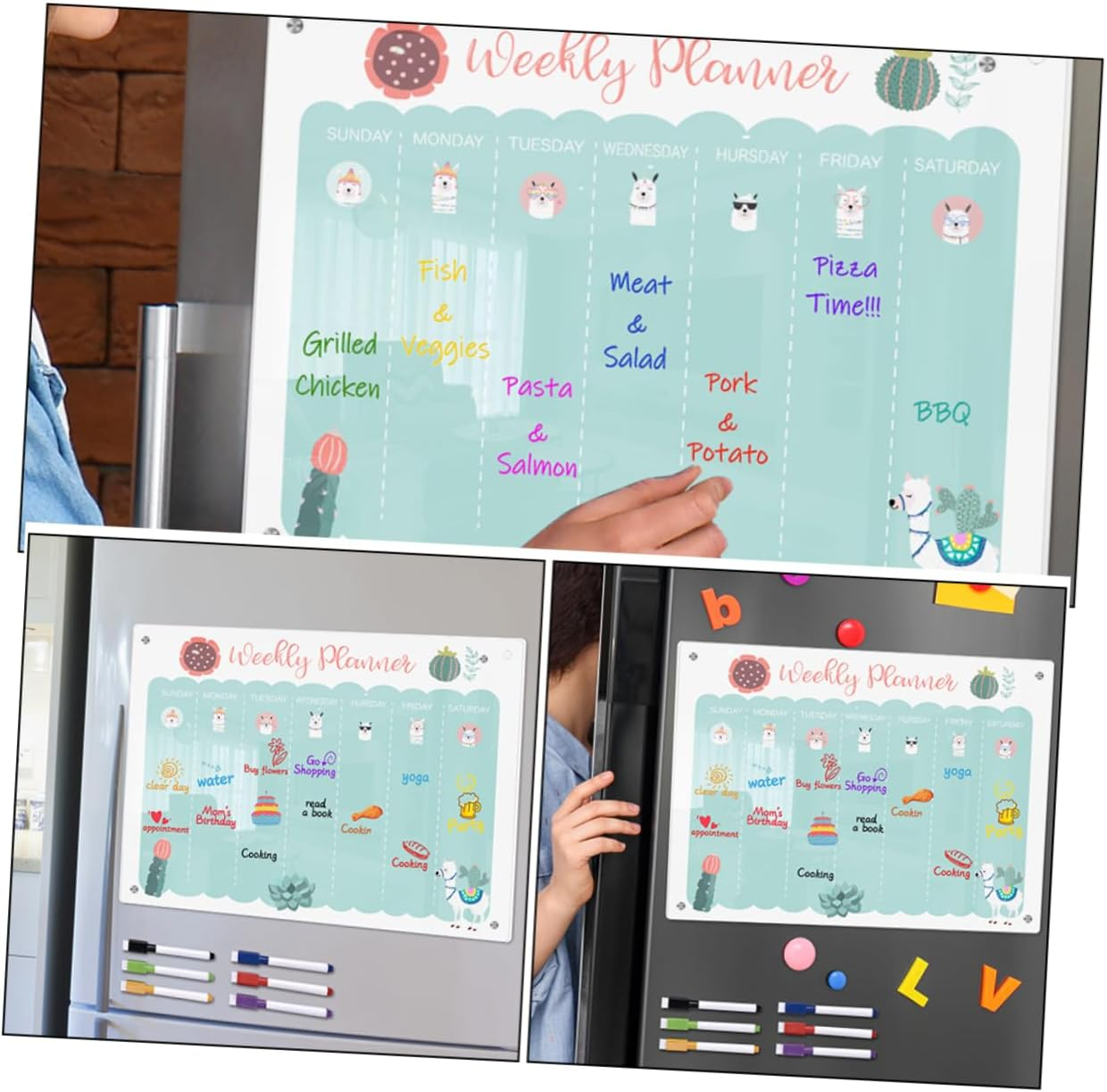 NUOBESTY Magnetic Fridge Board Dry Erase To-Do List Daily Schedule Message Board image number 2