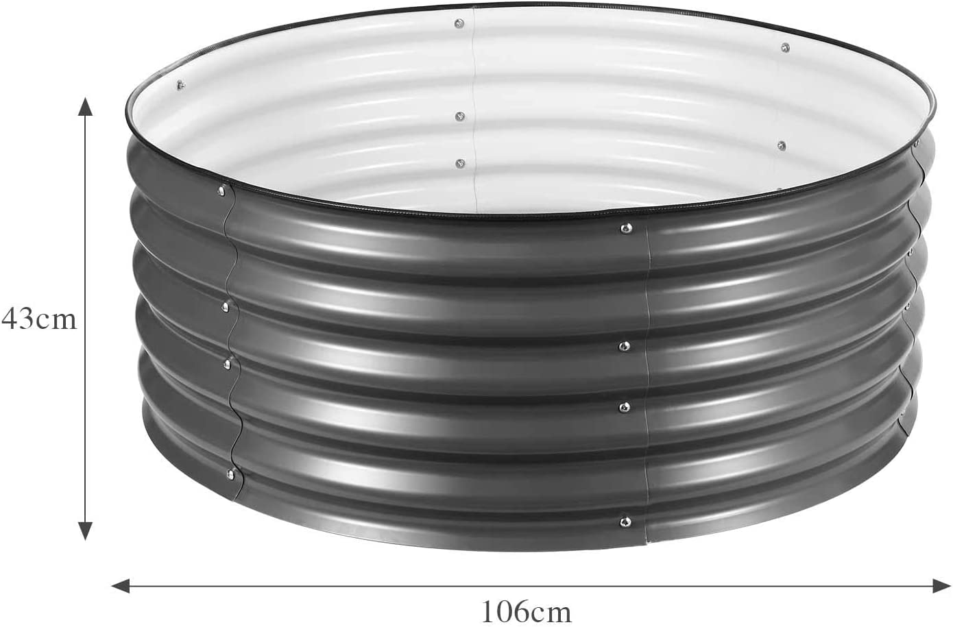 Round Raised Garden Bed Fence Planter Box Indoor Outdoor Flower Herb Vegetable Green Holder Container for Balcony Window Patio Aluzinc Coated Metal Edging image number 6
