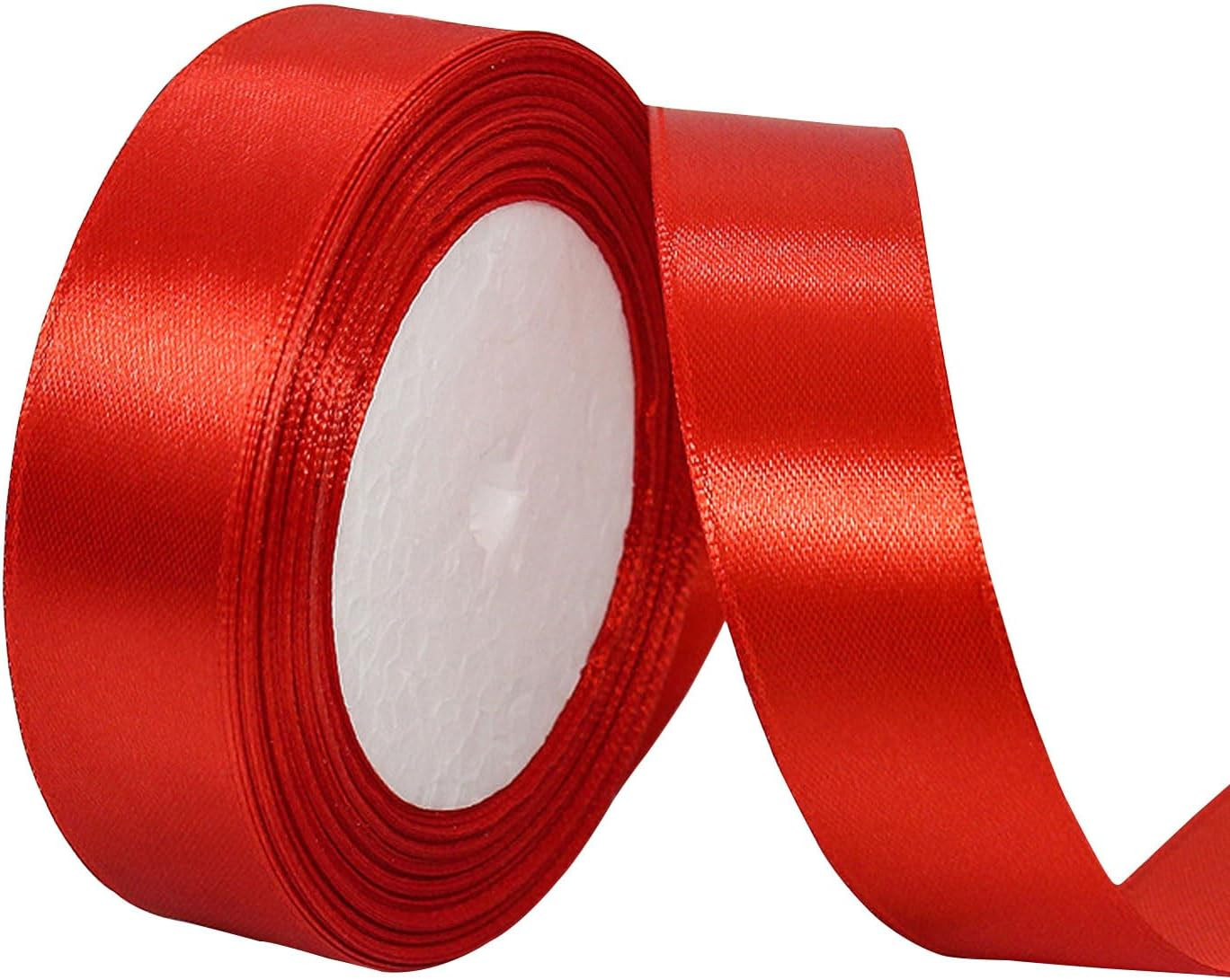 1 Inch X 25Yds Double Face Satin Ribbon, Thin Solid Color Satin Ribbon for Gift Wrapping, Crafts, Hair Bows Making, Floral Bouquets, Christmas，Wedding Party Decoration, Sewing, Invitation Cards. (Blue)