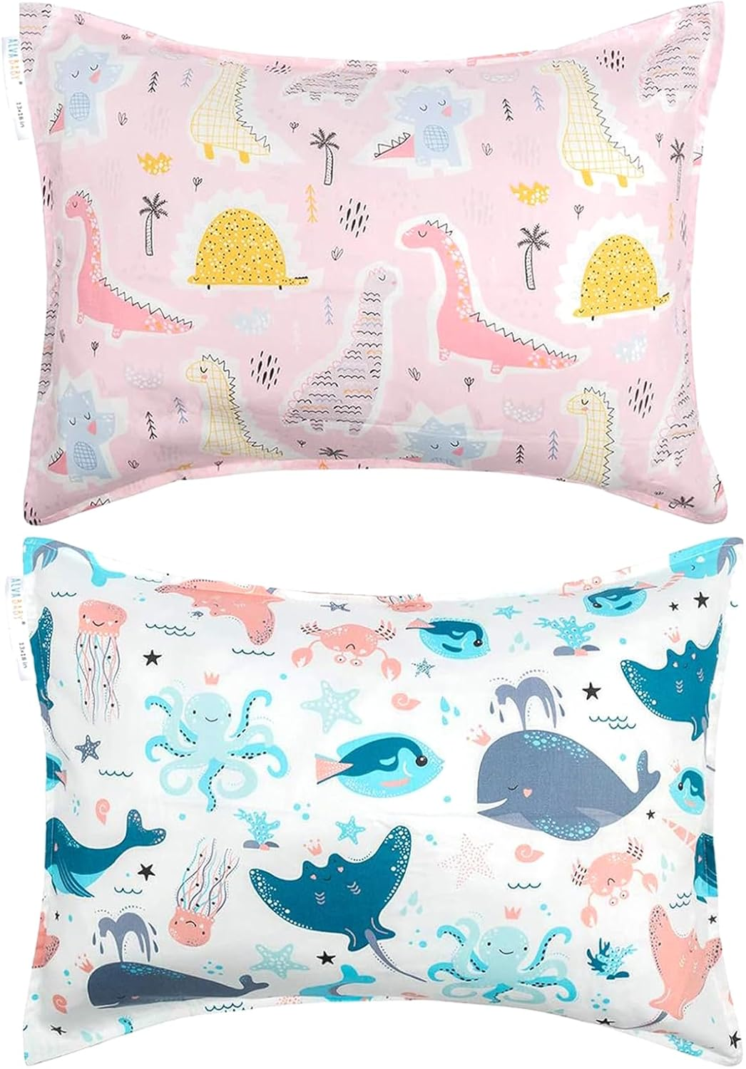 ALVABABY Toddler Pillowcases Fits 13 X 18,12X 16 Kids Pillow Cover Organic Cotton Baby 2 Packs Envelope Kids Pillowcases for Boy Girl Sleeping Travel 2TPW28-AU image number 4