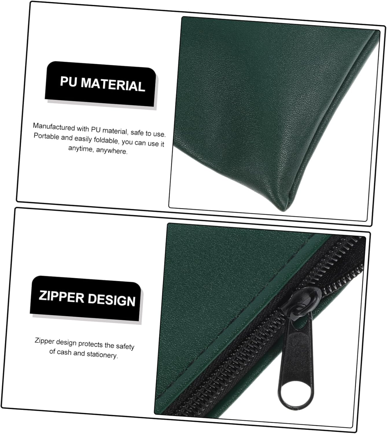 GETAJGHSD 2Pcs Multi-Use File Bag Pu Bill Organizer Zippered Storage Bag for Documents Magazines Cash Receipts image number 4