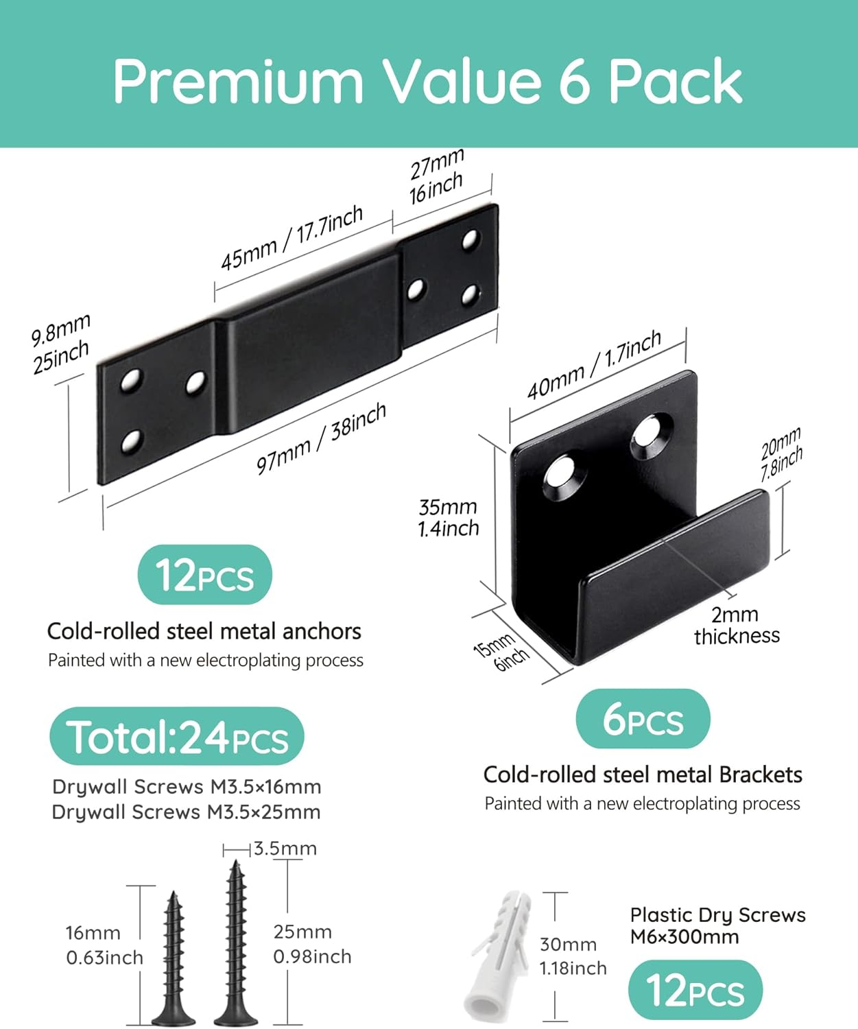 Furniture Straps for Baby Proofing 6 Pack Heavy Dutychild Proofing Furniture Anchors Furniture Wall Anchors anti Tip for Cabinets, Closets Dresser Drawer Cabinets Closets Bookshelves image number 5