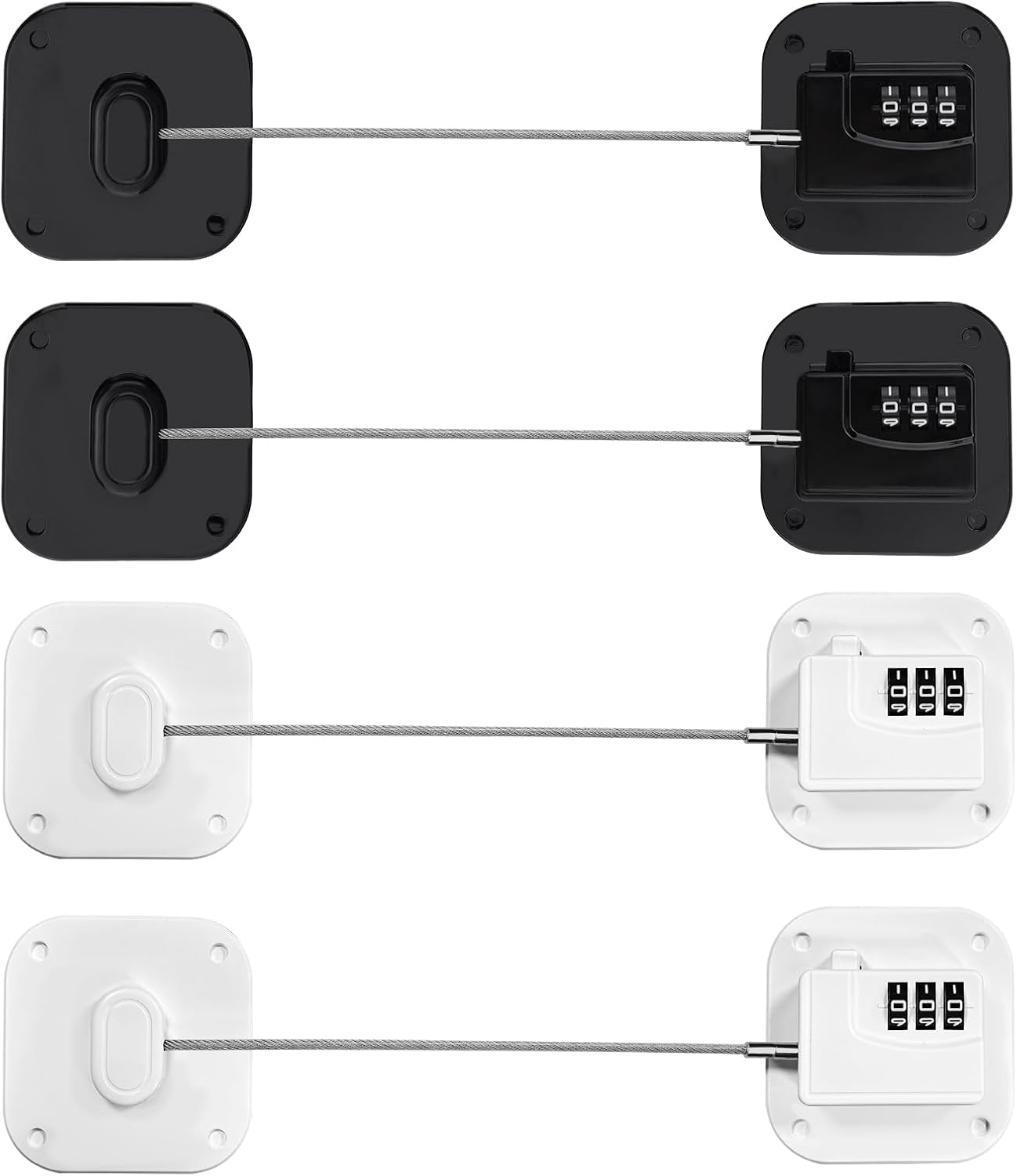 4PCS Combination Fridge Lock - Drill-Free Square Cabinet Latch for Home Safety, Universal Fits Door/Freezer/Window/Drawer/Toilet, Home Hardware (Black, White) image number 5