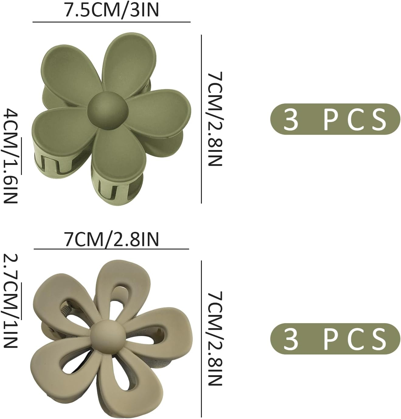 6-Piece Flower Hair Clip, Soft Flower Hair Clip, Slippery Flower Hair Clip, Cute Flower Hair Clip, Suitable for Women and Girls with Thin and Medium Thick Hair image number 1