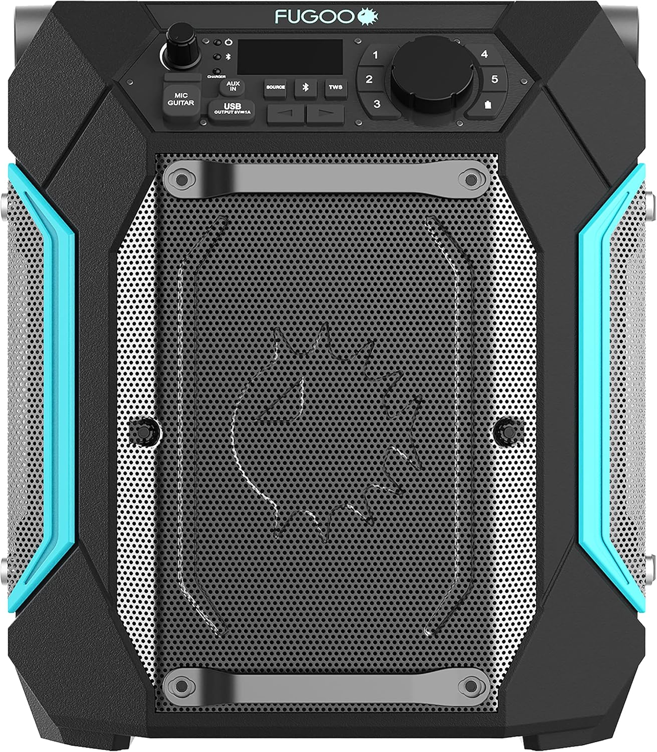 Fugoo Traveler | Portable Indoor/Outdoor Bluetooth Speaker | 100W, 7-Inch Sub, 48 Hour Playtime | 270 Degree Audio | IPX4 Water Resistant | Use as PA System &ndash; Mic/Guitar Input & USB Port image number 4