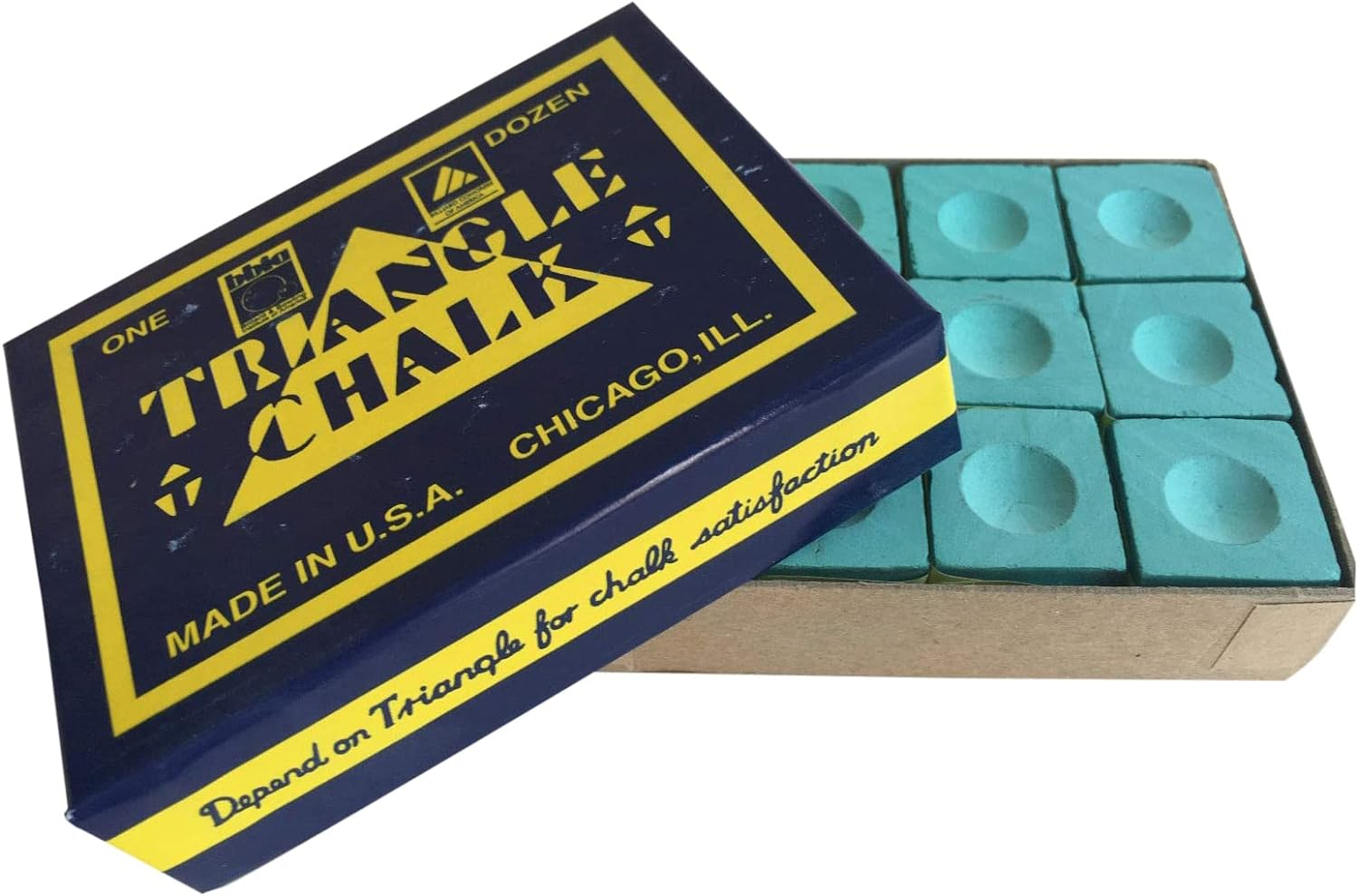 Original USA Triangle Chalk Fpr Snooker, 12 Pcs in Cardboard Box
