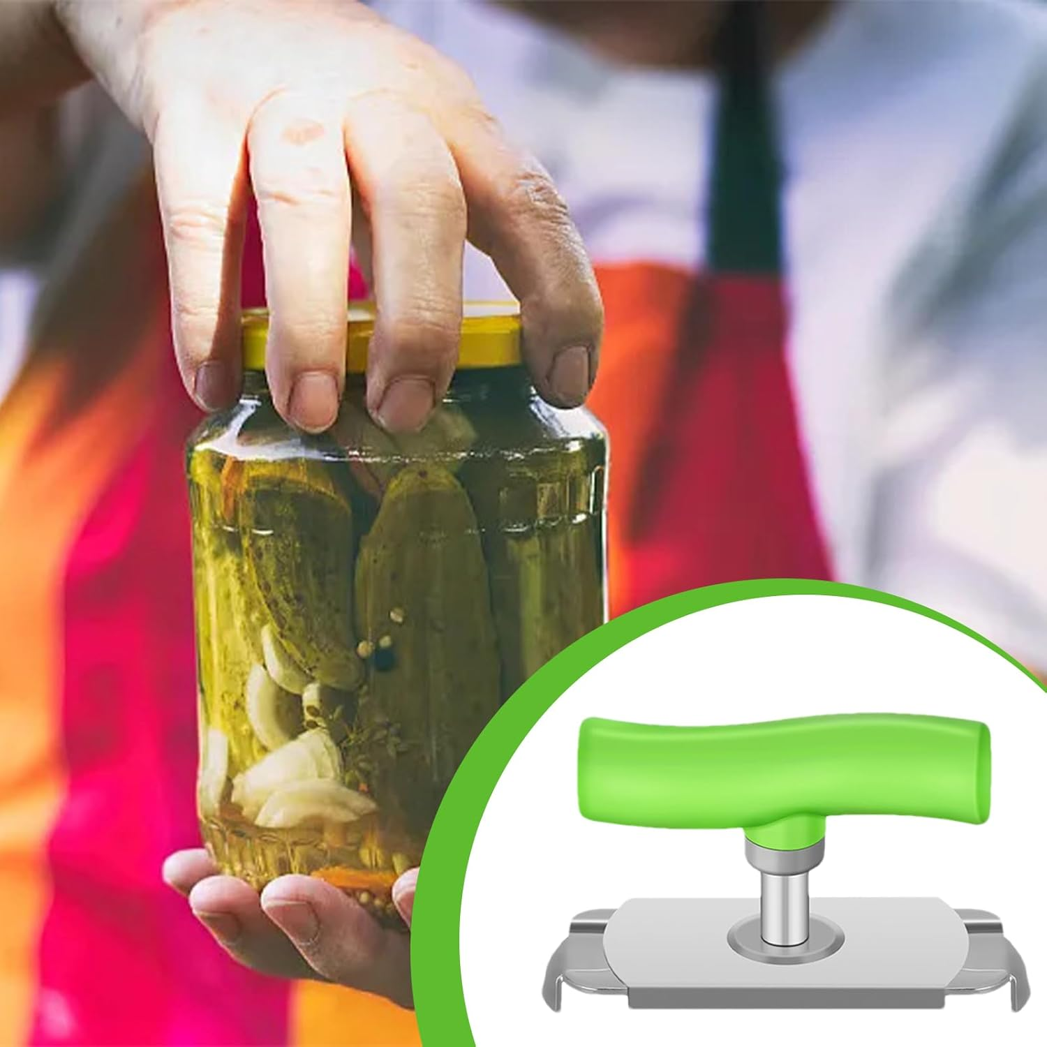 Jar Gripper Lid Opener &ndash; Adjustable Opening Tool, Multifunction Kitchen Accessory, Heavy Grip Device| Comfortable anti Slip Structure with Easy Twist Control for Weak Hands Daily Use - Green image number 4