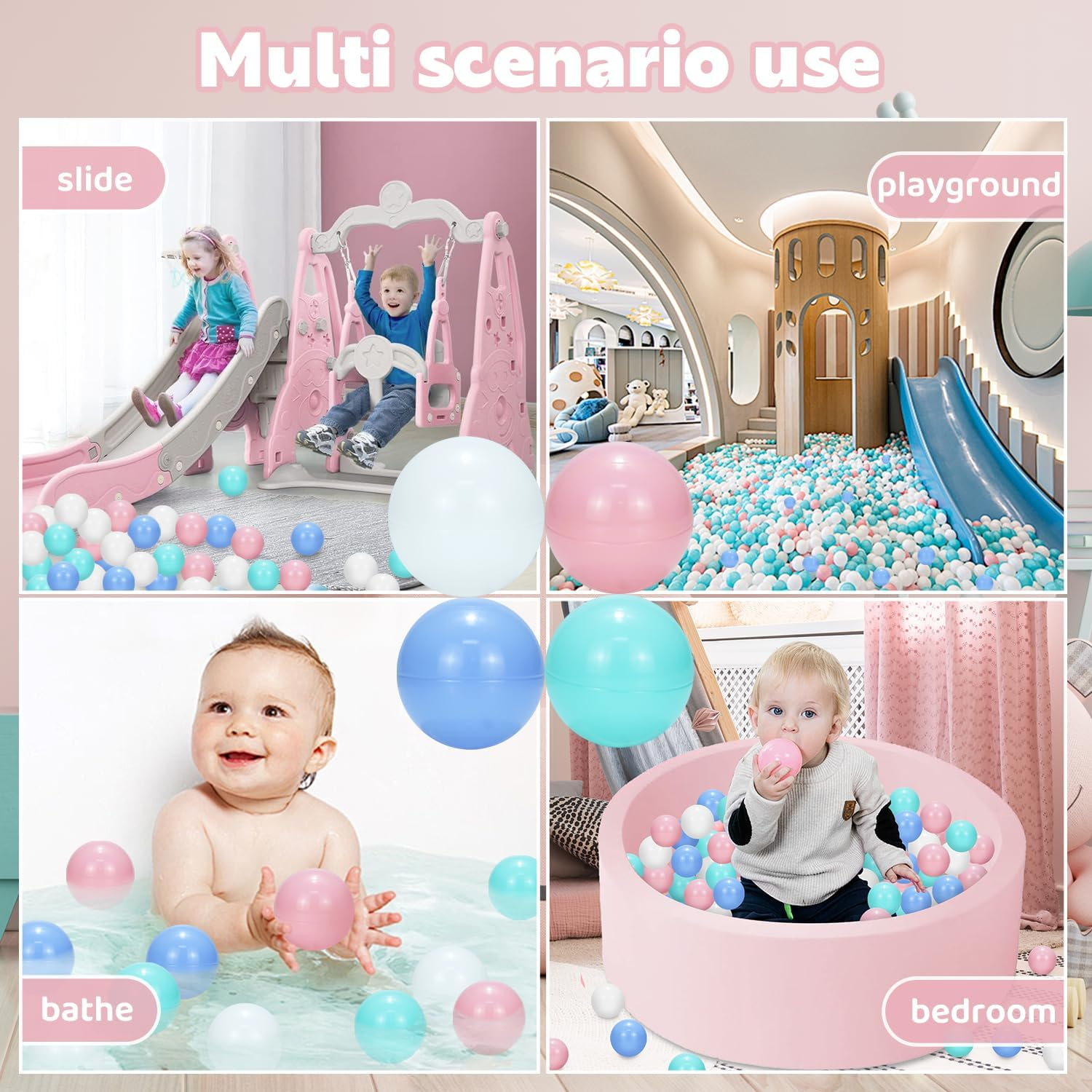 Playhouse Pool Balls Funny Ocean Balls 100PCS Colorful Plastic Crush Proof Pit Balls Play Balls Pool Tent Balls for Babies image number 6