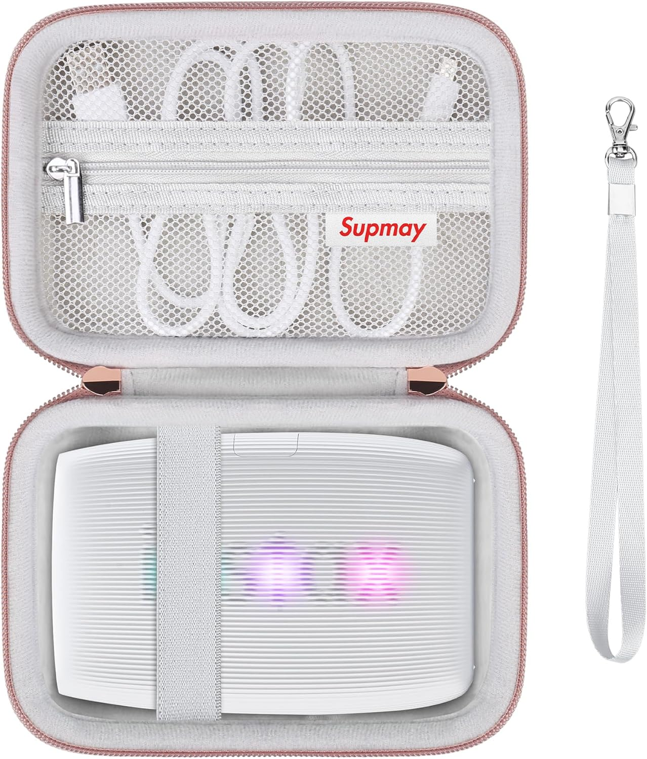 Supmay Hard Carrying Case for Fujifilm Instax Mini Link 3/2 Smartphone Printer, Travel Storage Case with Mesh Pocket for USB Cable, Instax Mini Film, White image number 1