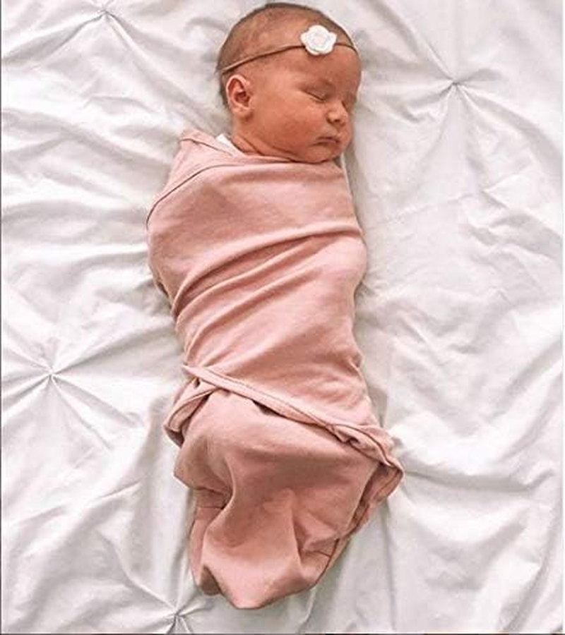 Ely'S & Co. 2 Pack Cotton Swaddle Blanket - Newborn Swaddle 0-3 Months, Newborn Essentials (Mauve Pink Stars & Solid Dusty Rose) - Grey image number 7