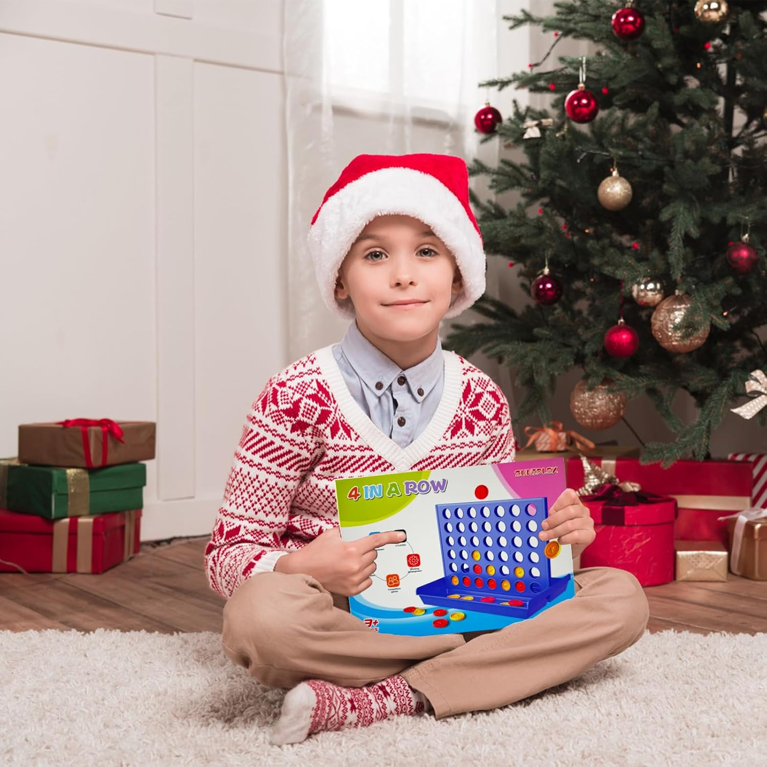 Connect Game for Kids,4 Wins Classic,Four Wins Travelling Games,4 in a Row,Strategy Game for 2 Players,Educational Toy Gifts Suitable for Children image number 4