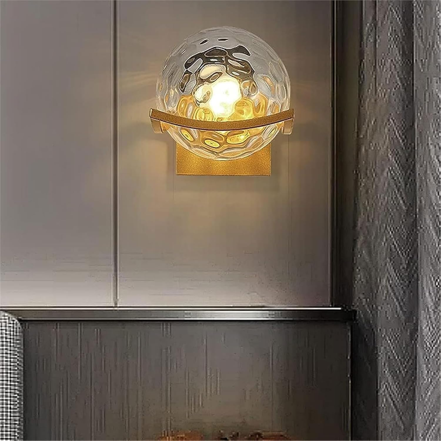 Wall Lamp 3 Colors Sphere LED Wall Lamp Bathroom Vanity Mirror Front Light with Hammered Glass Shade for Bedroom Staircase Wall Lighting image number 4