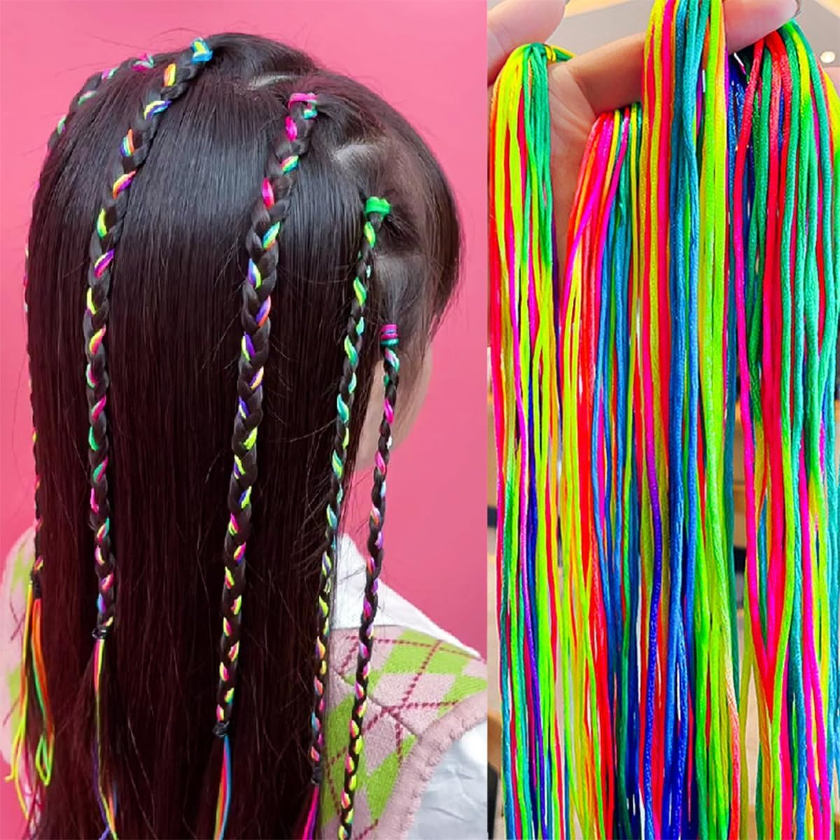 Namvo 40 Pieces Hair Braids Colorful Hair Wraps Rainbow Braided Hair Ties DIY Ponytail Braids Hair Styling Accessories for Women and Girls Fashion Weave Cords image number 5