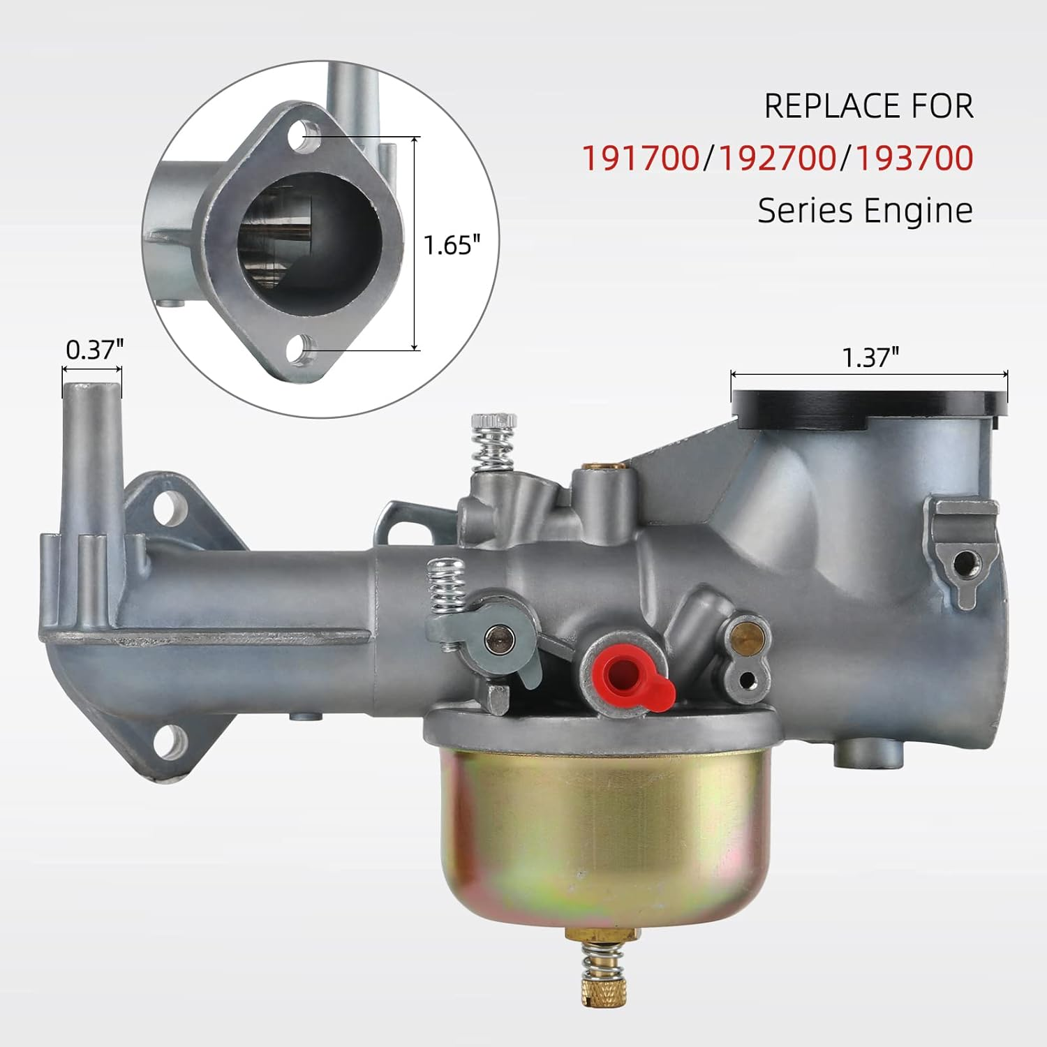 491590 Carburetor for Briggs & Stratton 491590 390811 392152，Engine Series 190702 191707 191700 192700 193700 Engine Carb with Gasket and Cleaning Tools image number 5