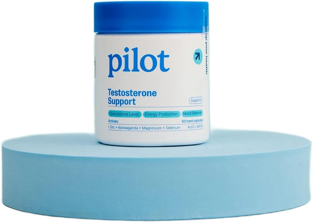 Pilot Testosterone Support 60 Caps | Daily Supplement with Essential Vitamins & Minerals to Help Maintain Testosterone Levels, Support Immune System & Promote Sperm Health in Healthy Males