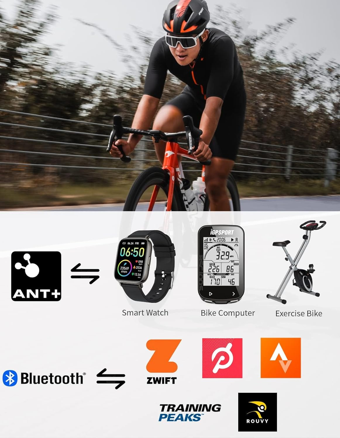 Igpsport CAD70P SPD70 Cadence Speed Sensor, Bluetooth ANT+ Bike Computer Wireless Cycling Sensor, IPX7 Waterproof, Compatible with GPS Bike Computer/Zwift/Ua Run/Openrider/Wahoo - Spd70 Speed Sensor image number 5