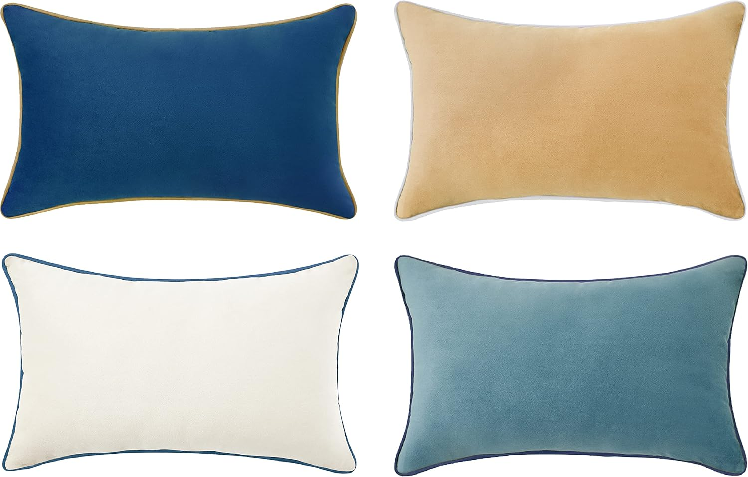 MONDAY MOOSE Decorative Throw Pillow Covers Cushion Cases, Set of 4 Soft Velvet Modern Double-Sided Designs, Mix and Match for Home Decor, Pillow Inserts Not Included (18X18 Inch, Green/Blue)