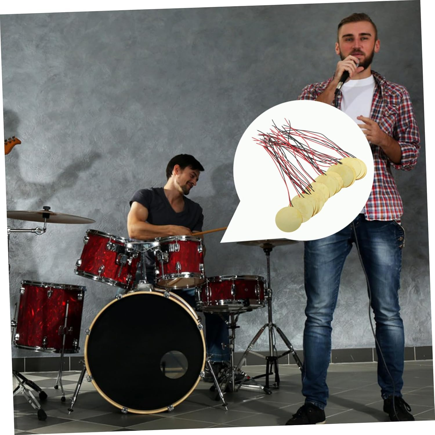 20Pcs 27Mm Piezo Element Buzzer with Copper Tab Wire, Passive Trigger Drum Discs for Acoustic Musical Instruments, Suitable for Cbg Guitar Accessories image number 6