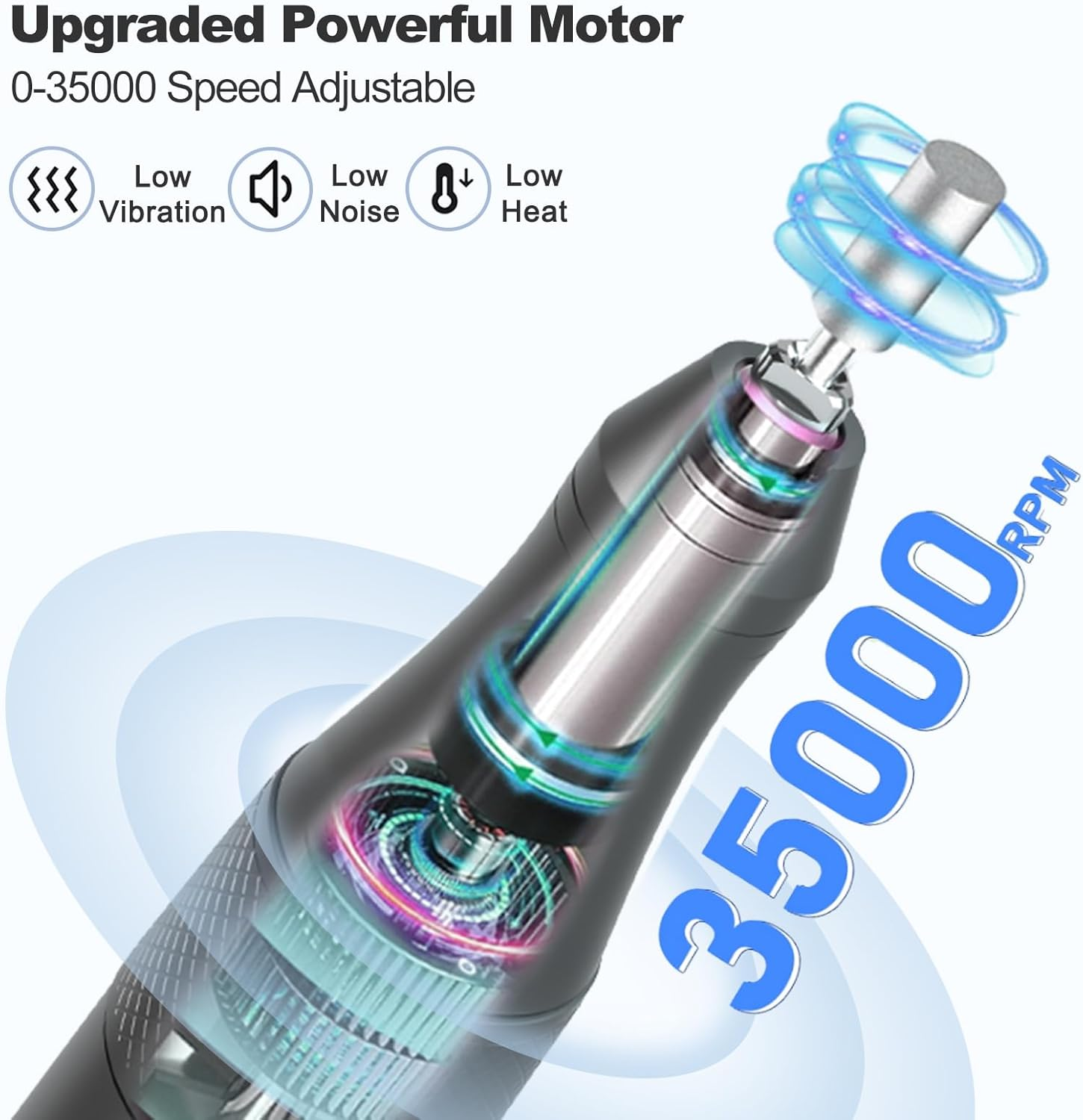 Professional Nail Drill Cordless, 35000RPM Touchscreen Portable Efile Nail Drill Kit with LCD Display for Manicure Pedicure Polishing, Foot Nail Grinder Electric Nail File Set for Home, Salon, Travel