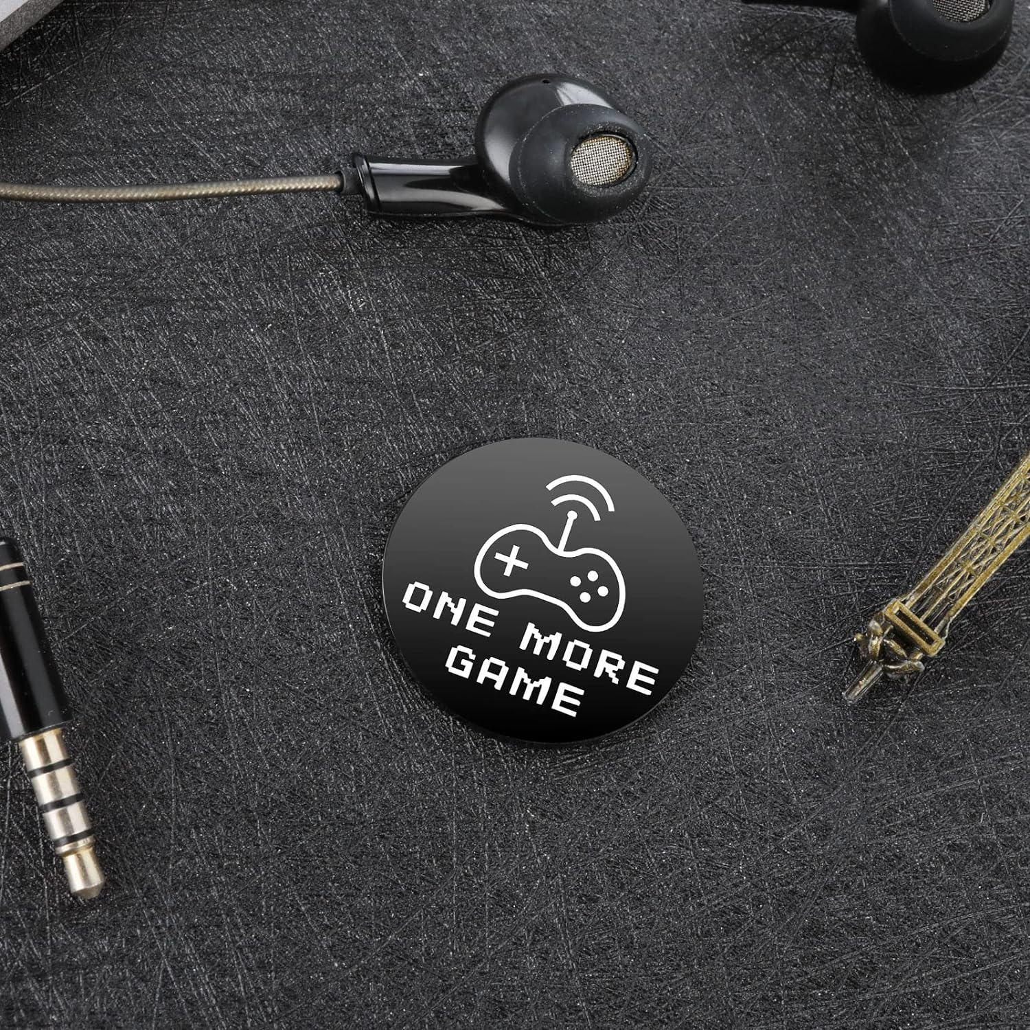 Cobee Funny Destiny Flip Coins, Double Sided Gaming Novelty Coin One More Game/Go to Bed Pocket Hug Token with Leather Keyring Stainless Steel Decision Maker Coin Gifts for Boyfriend Girlfriend, Black image number 3