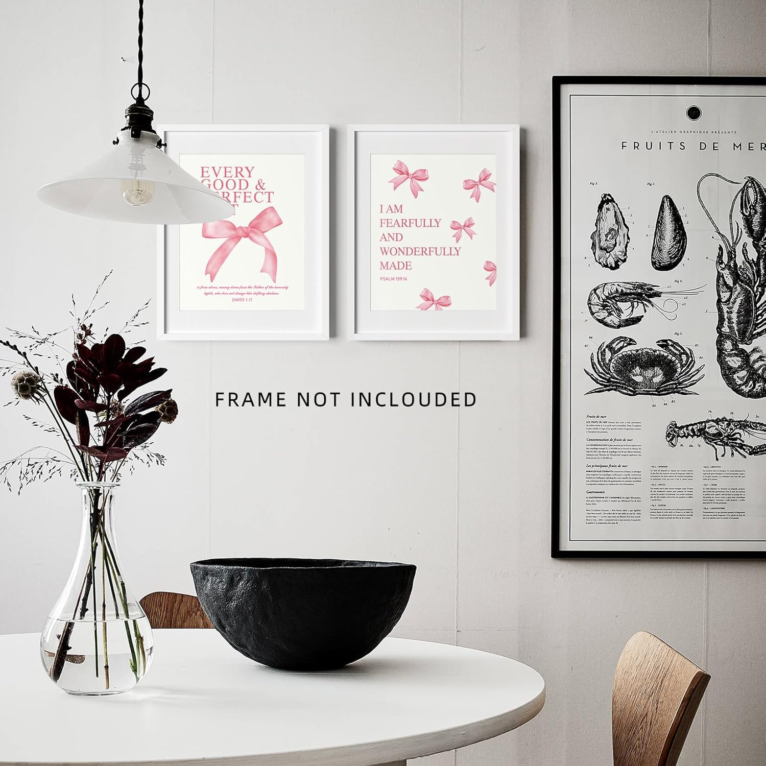 Pink Bow Prints Poster Wall Art Coquette Room Decor, 8X10 Inch Canvas Prints Unframed Set of 4, Pink Room Decor for Teen Girls Bathroom Wall Art Posters image number 1