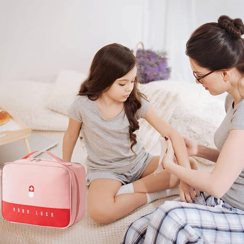 AIMALL Layered Large-Capacity Medicine Box Aid Kit Storage Bag, Waterproof Oxford Cloth, Multiple Pockets for Emergency Kit, Available in Green, Pink, Grey - Grey image number 3