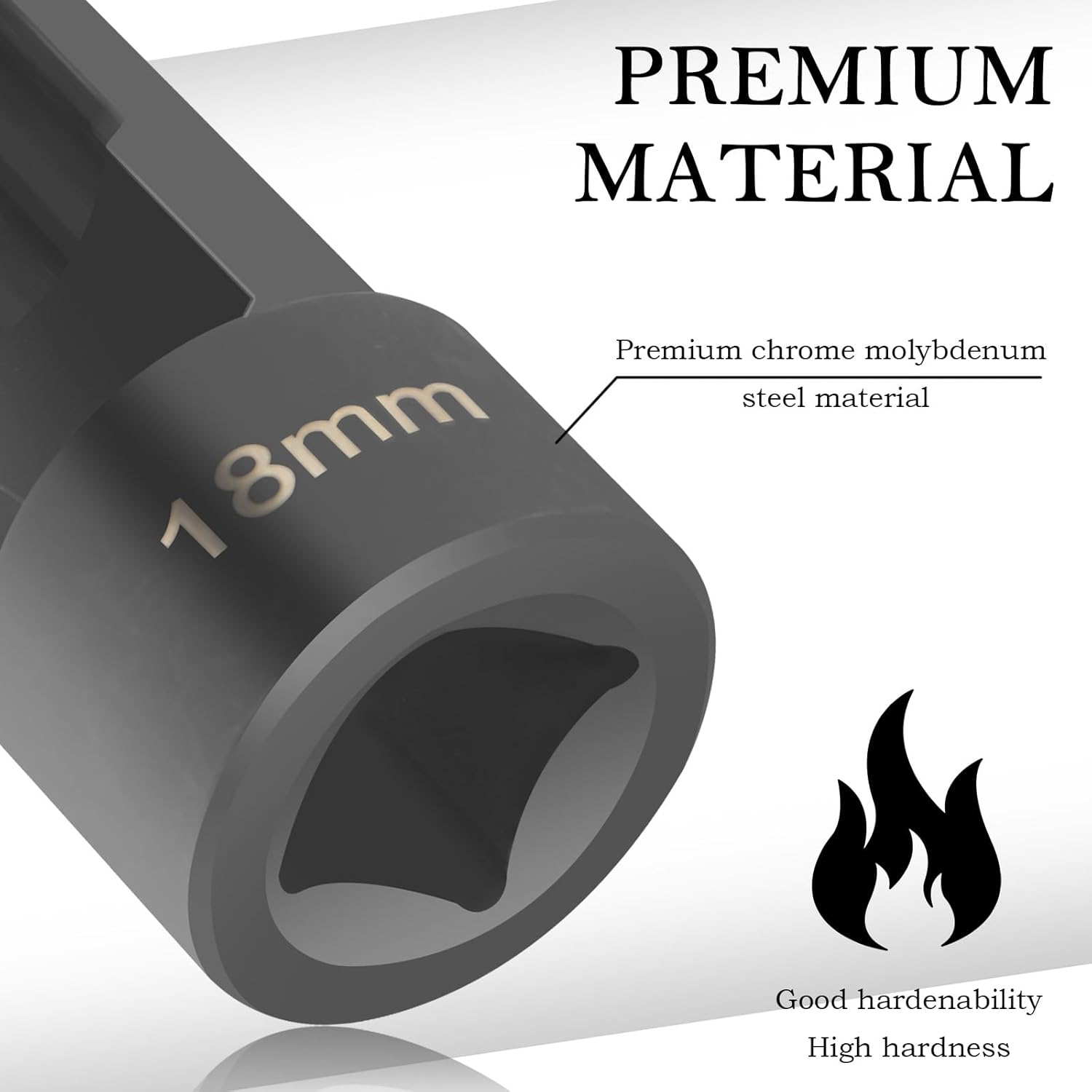 18Mm Shock Absorber Socket for Removal of Shock Absorbers Nut,Strut Nut Socket with 12 Point 1/2" Drive Compatible with Cars,Suvs,Trucks,Portability Suspension Tools Strut Sockets image number 1