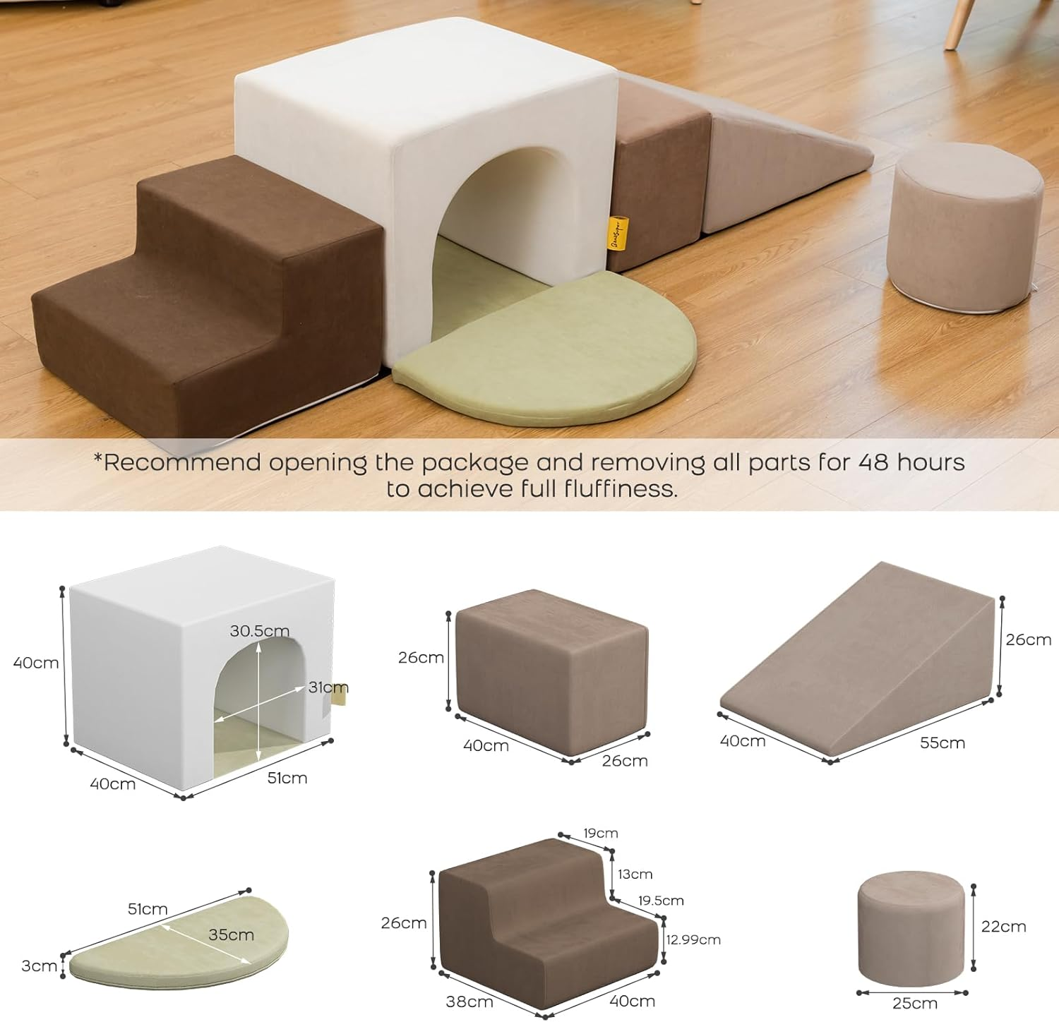 Banasuper Kids Climbing Foam Blocks Playset - 7 Piece Toddler Climbing Toys, Indoor Gross Motor Development Montessori Gross Motor Toy for Babies & Toddlers (Grey) image number 4