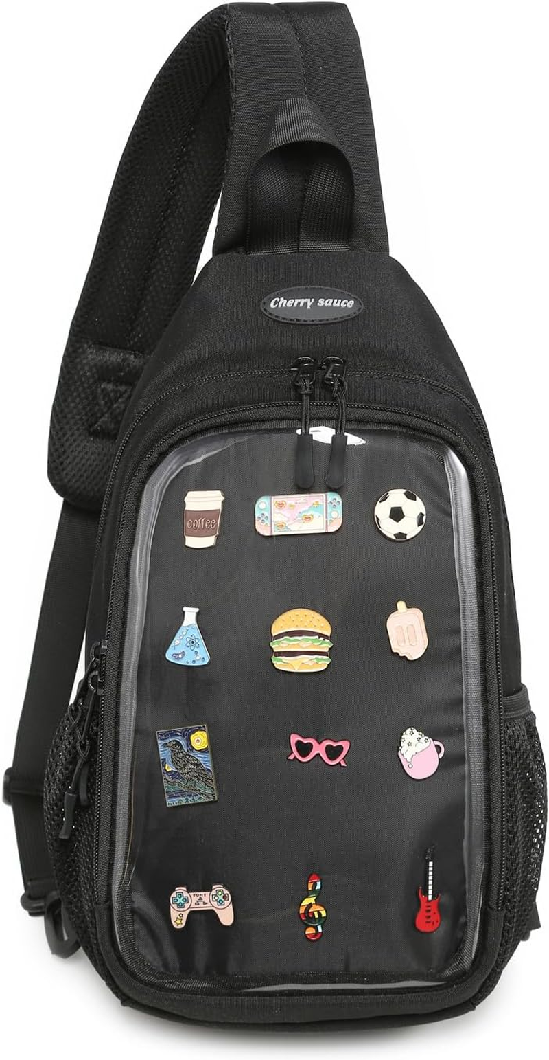 CHERRY SAUCE Kawaii Oxford Ita Bag Pin Display Chest Pack Shoulder Bag Sport Backpack Hiking Daypack