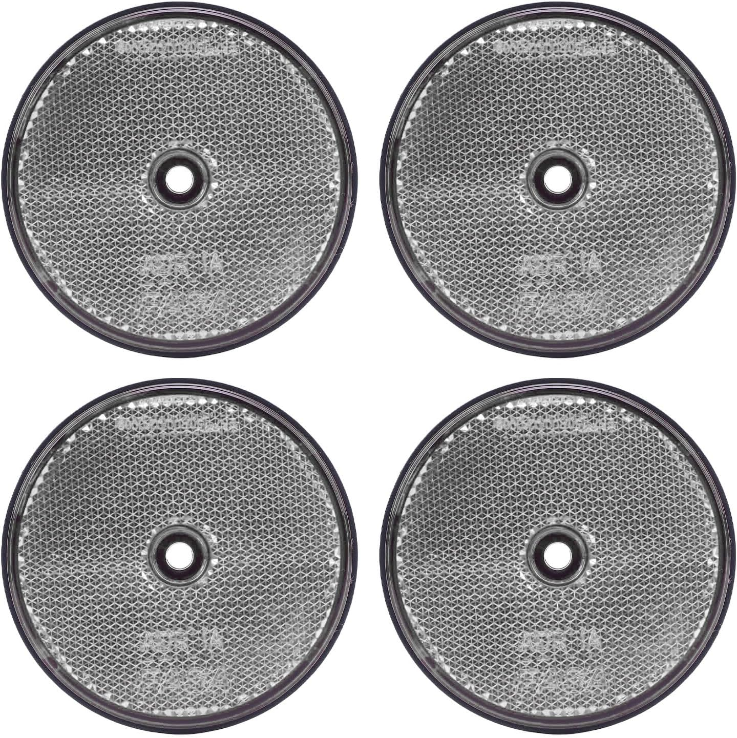 Trailer Reflector 72Mm round White Reflectors with Screw Fixing for Cars, Mailboxes, Driveways, Tunnels & Low-Light Areas &ndash; Enhanced Visibility