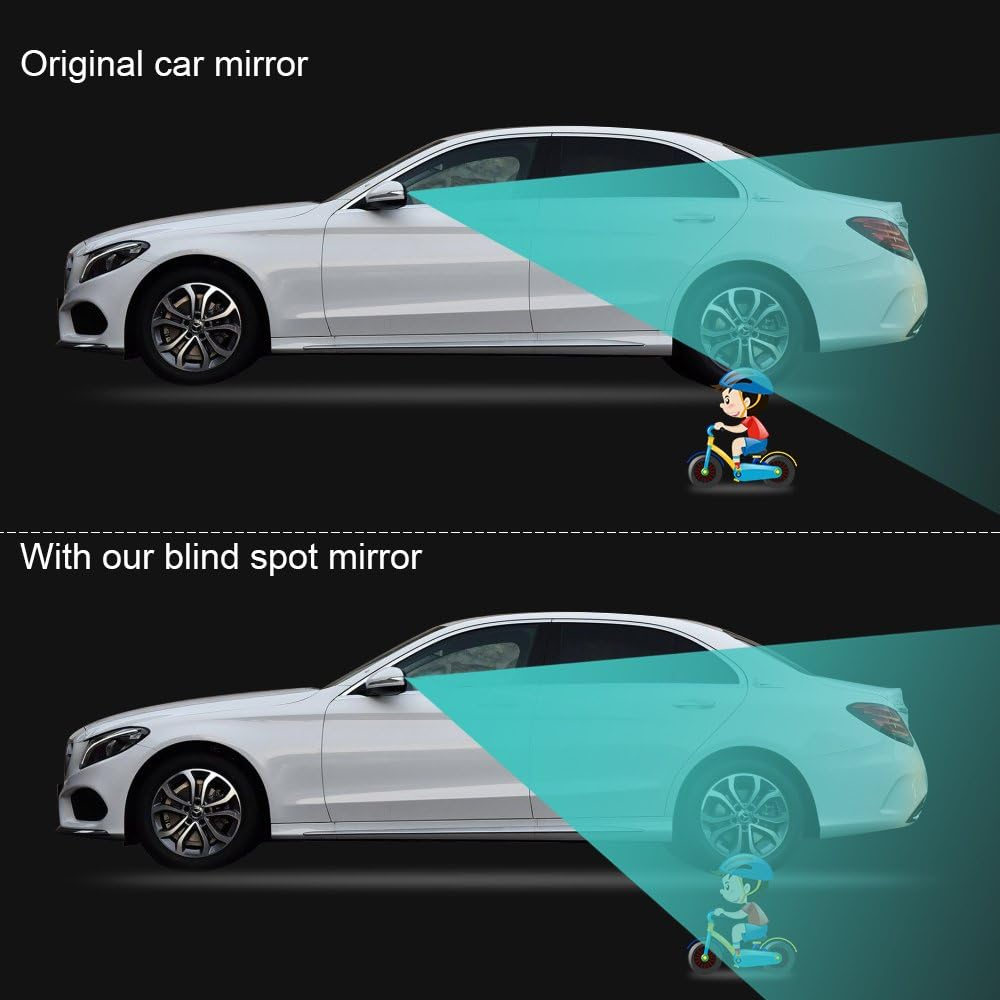 POMFW Blind Spot Mirror, 2 Inch Rearview Convex Side Mirrors for Cars SUV Truck Van Stick on 3M Adhesive, Rear View HD Glass Frameless Sway Rotate Adjustable Wide Angle 2PCS (Sector) image number 1