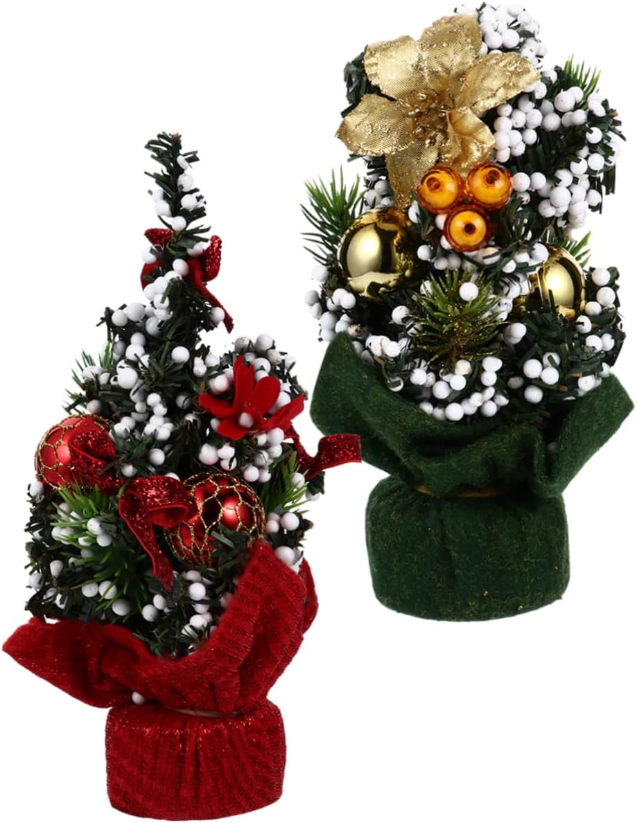 2Pcs Mini Christmas Tree Ornaments for Christmas Desktop Adornments Holiday Decorations for Home and Office Festive Displays image number 6