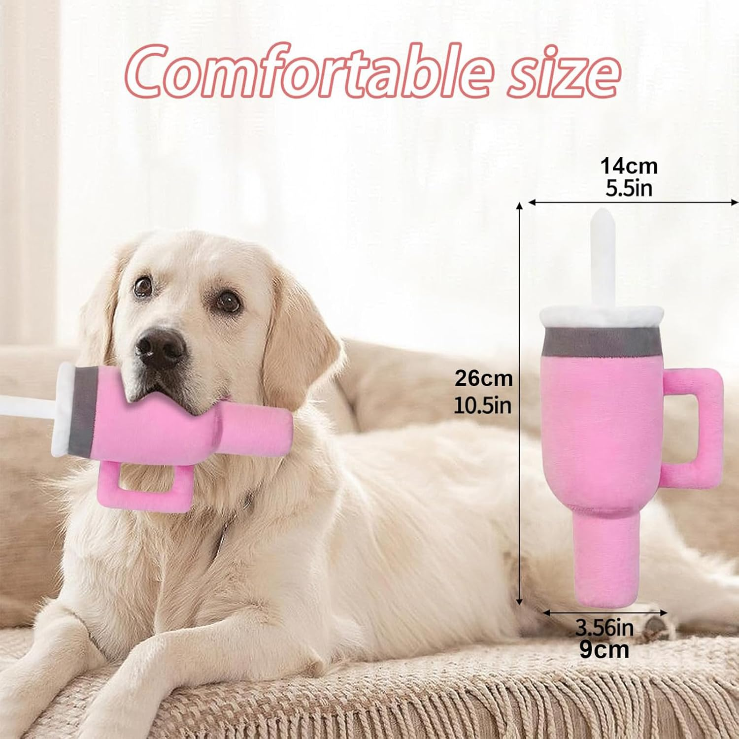 Tumbler Cup for Dogs - Funny Pink Dog Toy, Cute Plush Pup Bottle image number 5