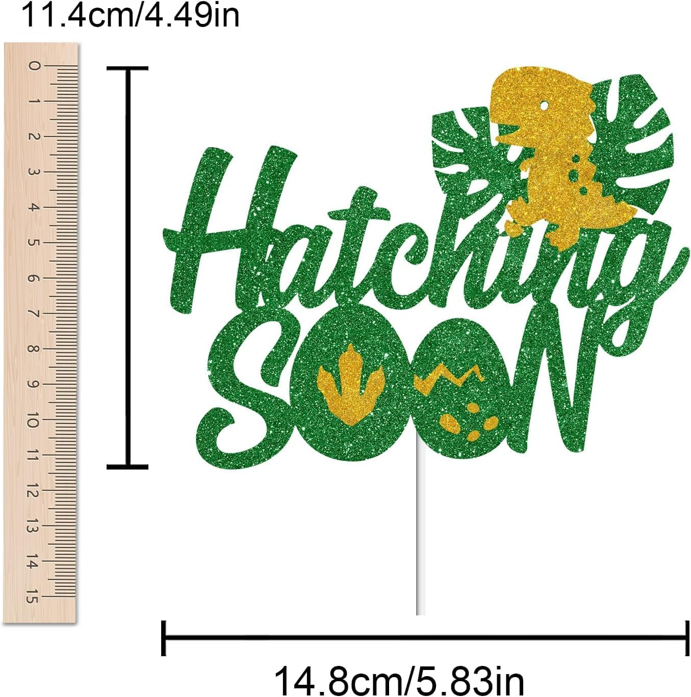 Confetti! Dinosaur Hatching Cake Topper - Baby Shower Glitter Dino Eggshell Decoration - Boy Girl Birthday Party Decoration image number 5