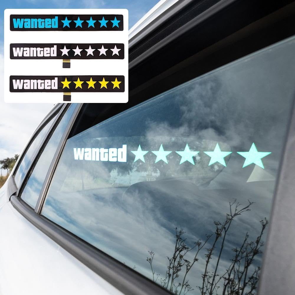 Voltwave Wanted 5 Star Wanted Car Decal &ndash;5 Star EL Glow Sign for Car, 5 Star Illuminated Car Decals with 3 Modes & Control Unit, Light Car Sticker for Cars, Trucks & Suv&rsquo;S image number 5