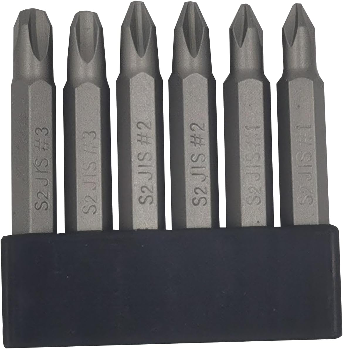 6Pcs 50Mm JIS Screwdriver Bit Set with Magnetic Tip,1/4 Hex Shank, S2 Alloy Steel & 6-Hole Storage Strip-Erfect for Japanese Motorcycles, Cars，Bicycle & Equipment (JIS #1X2#2X2#3X2) image number 3