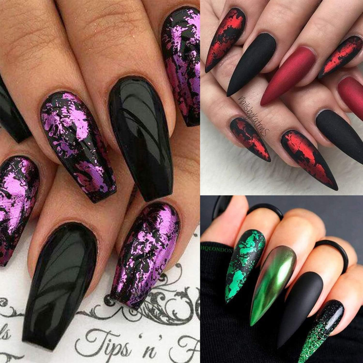 Nail Art Set, Arts Decals Stickers Fragments Nail Foil Art Nail Charms, DIY Manicure Nails Design Decal Decoration Flakes 12 Grids/Set image number 2