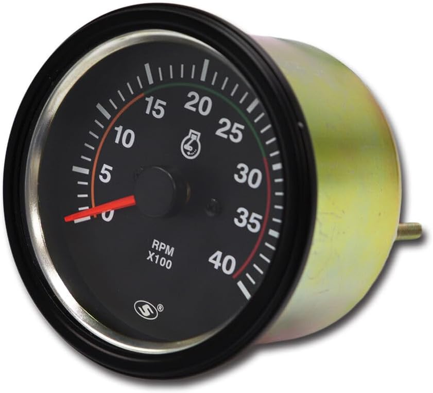 MOTOR METER RACING Universal Tachometer for Alternator 3-3/8" 4000 RPM Black Dial in Dash image number 3