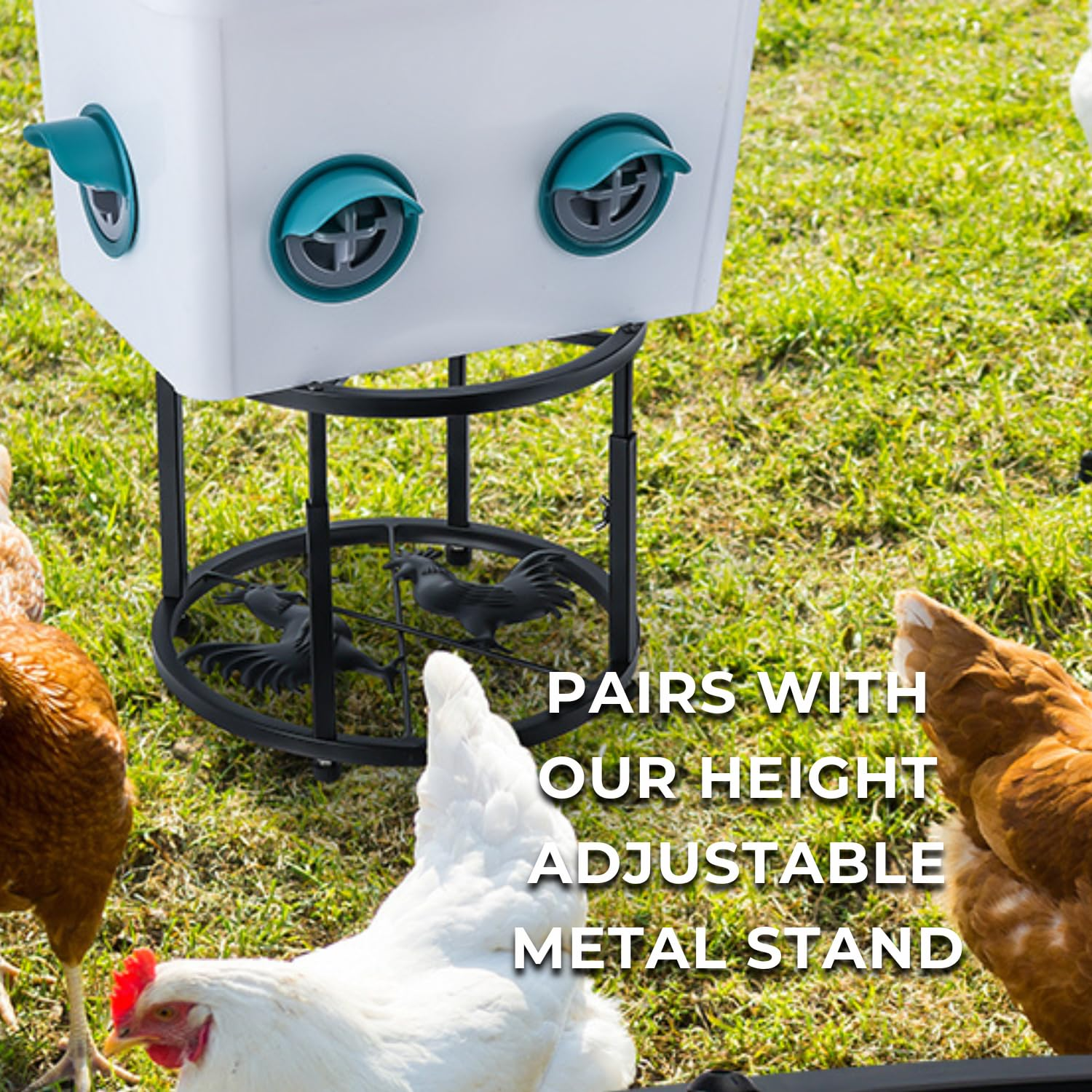 Chicken Feeders No Waste 4 Ports + Holesaw, Automatic Chicken Feeder, Rain Proof Poultry Feeder for Chickens, Duck, Geese, Birds, Quail - 4 Feeders + Hole Saw image number 3