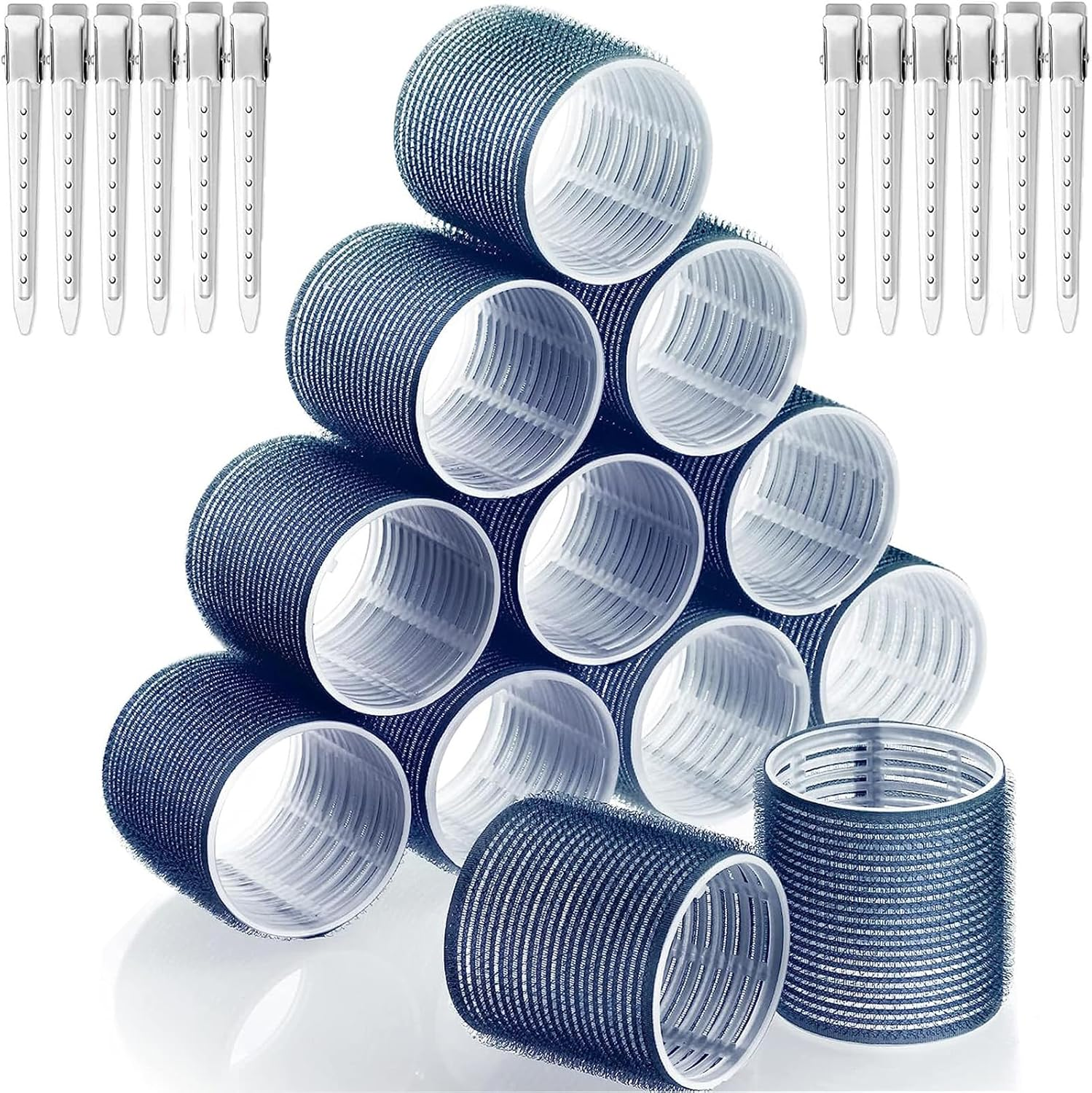 Hair Rollers Set 24 Pieces 48 Mm Navy Blue
