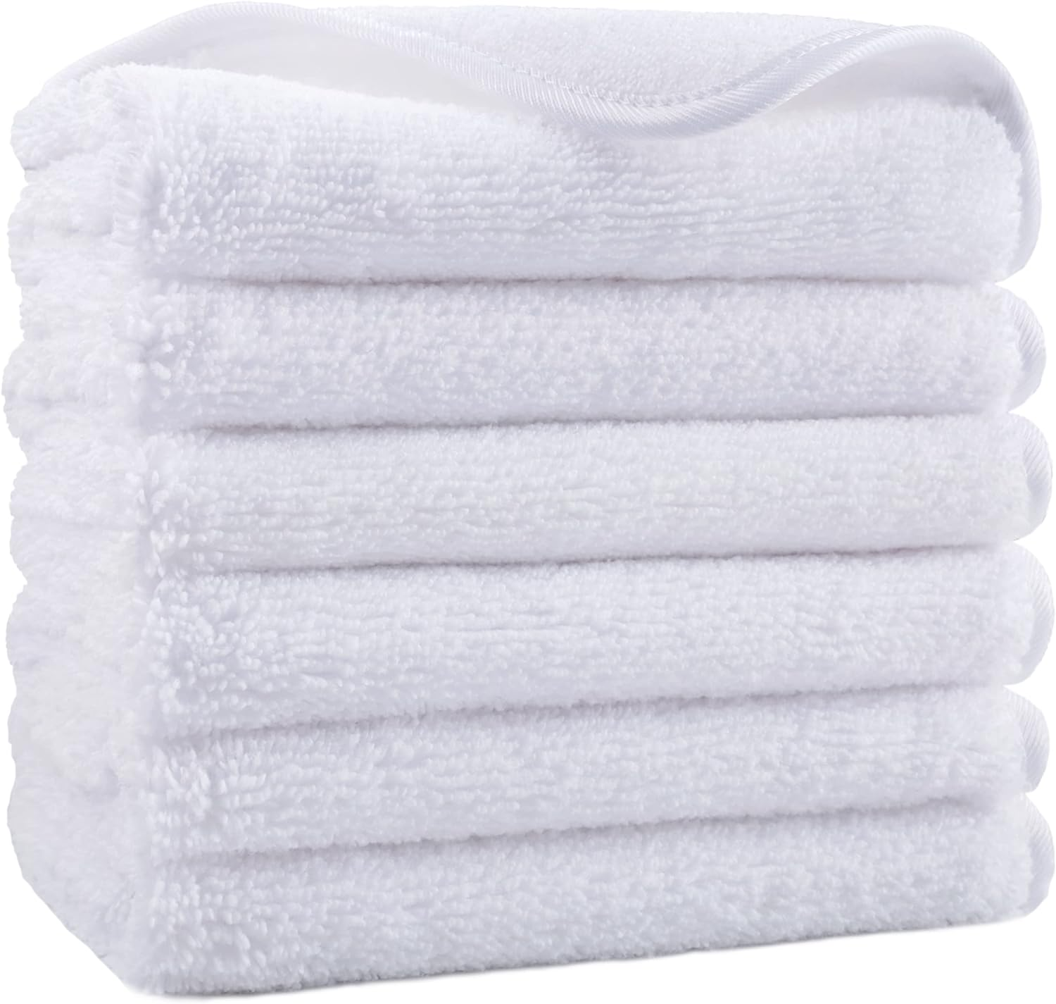 POLYTE Premium Lint Free Microfibre Washcloth Face Towel, 33 X 33 Cm, Set of 6 image number 1
