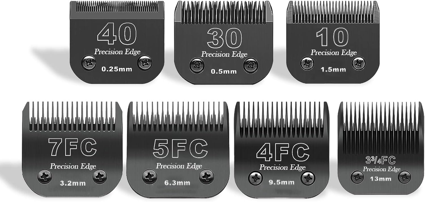 7FC/5FC/4FC Stainless Steel Dog Clipper Blades, Compatible with Heiniger/Andis/Oster A5/Wahl KM10 Series, Pack of 3, Black